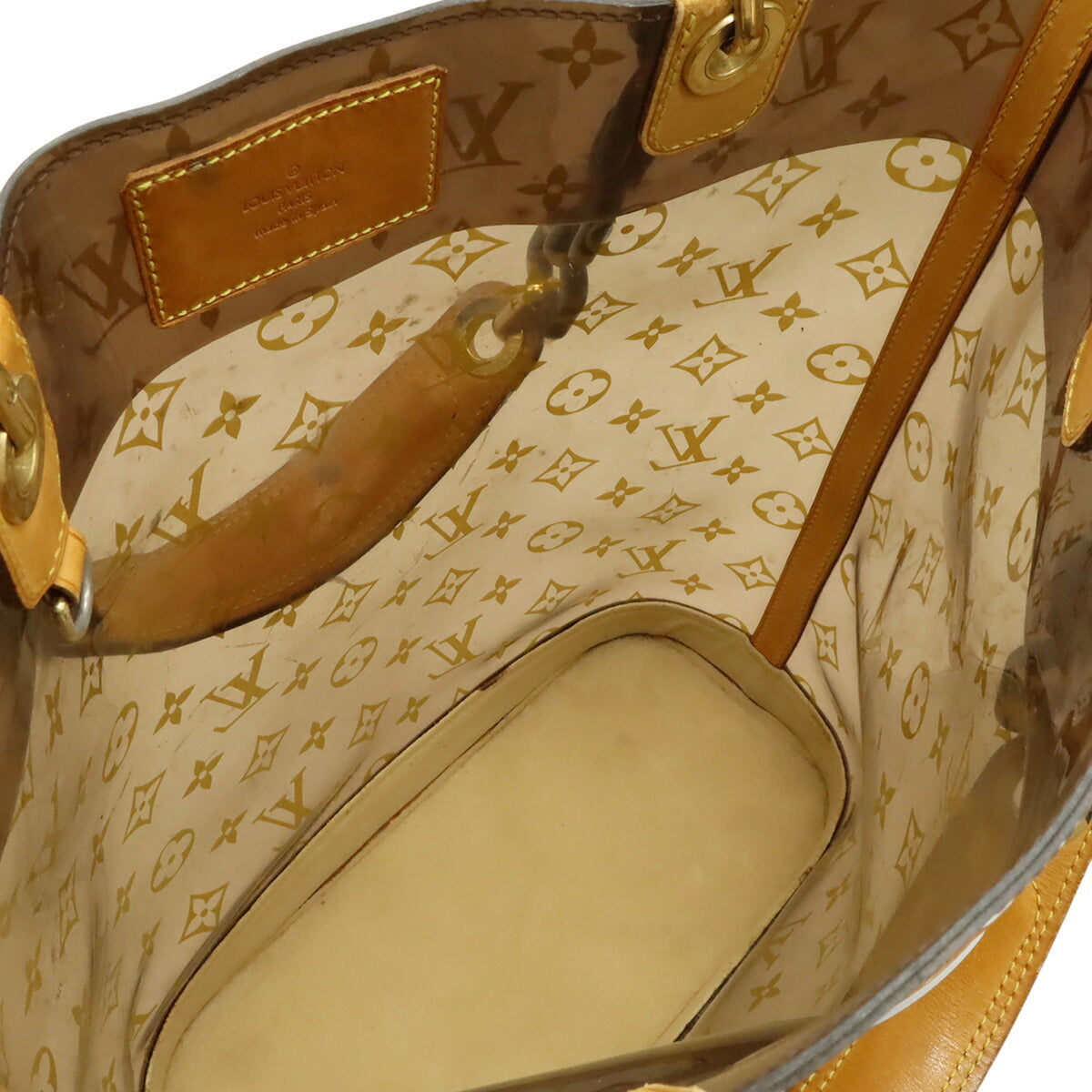 Louis Vuitton Brown Leather Vinyl Pouch Tote Bag (Pre-Owned)