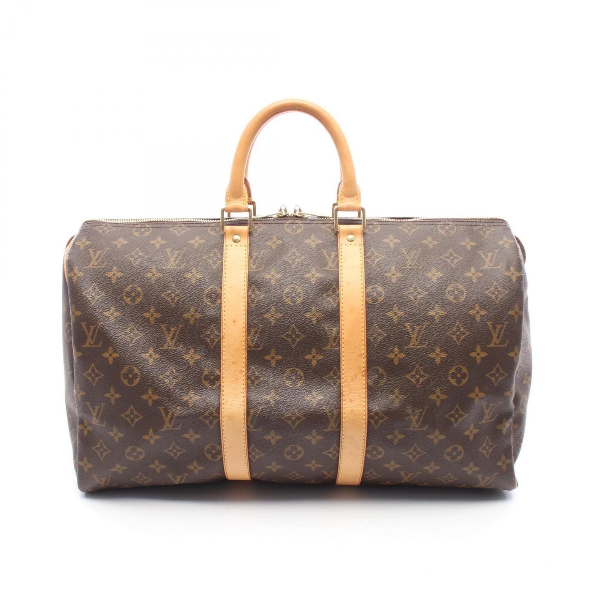 Louis Vuitton Brown Pvc Coated Canvas Leather Boston Bag (Pre-Owned)
