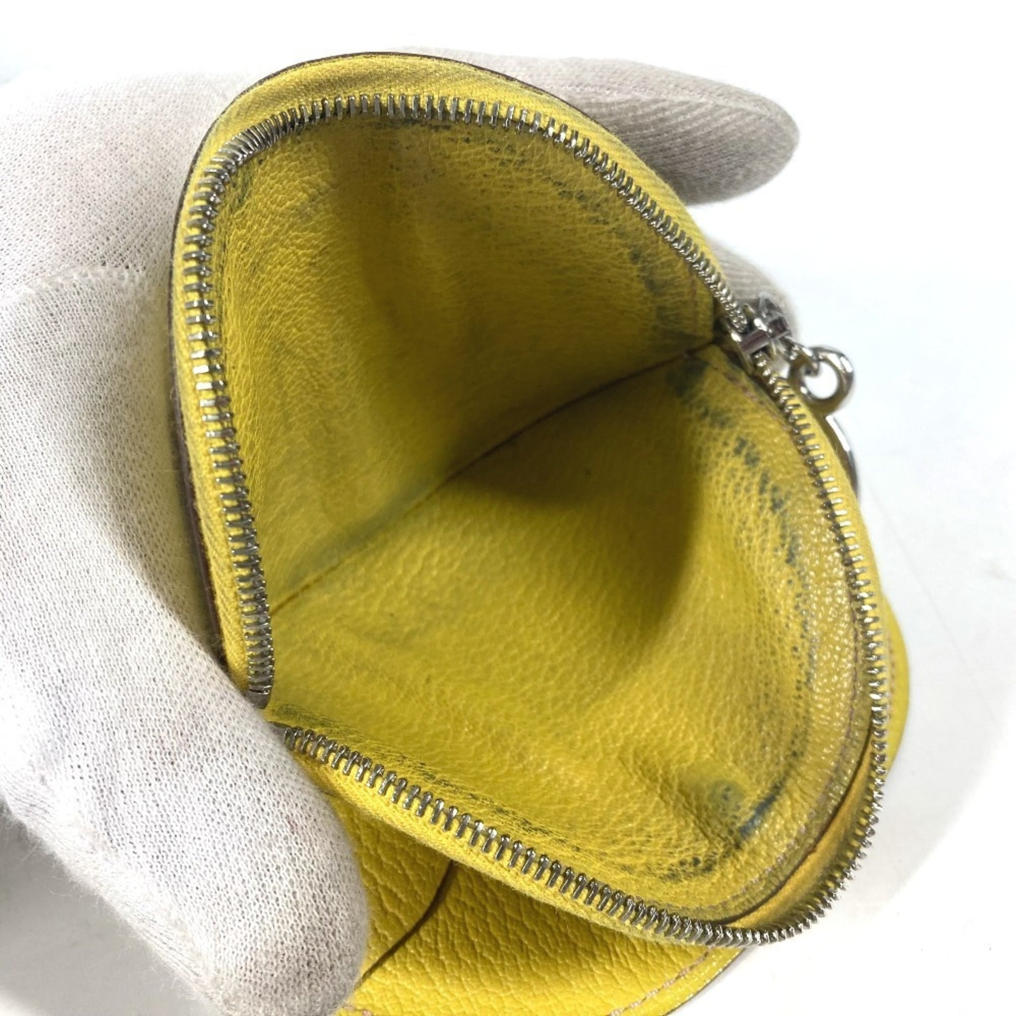 Hermes Yellow Chevre Leather Coin Purse/Coin Case (Pre-Owned)