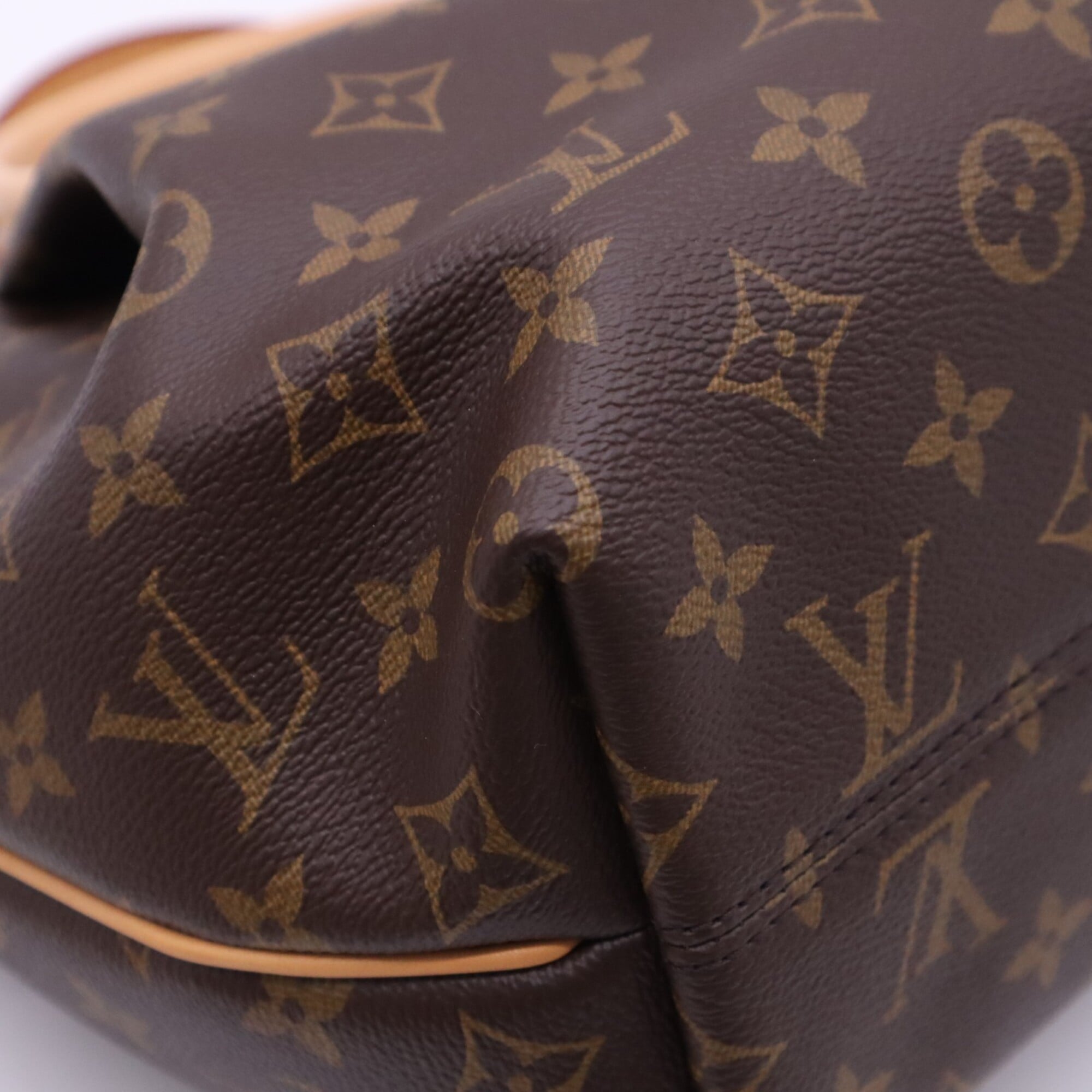 Louis Vuitton Monogram Beige Brown Coated Canvas Leather Handbag Shoulder Bag (Pre-Owned)