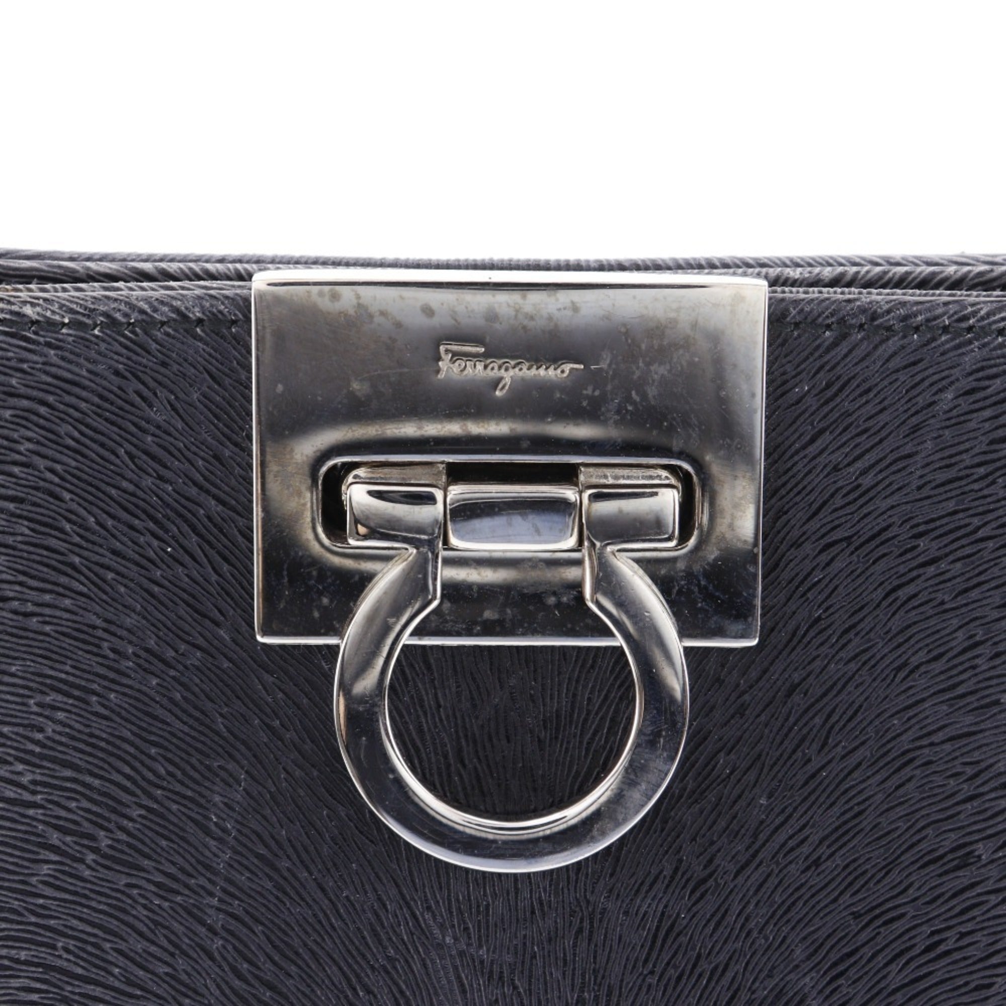 Salvatore Ferragamo Gray Leather Handbag (Pre-Owned)