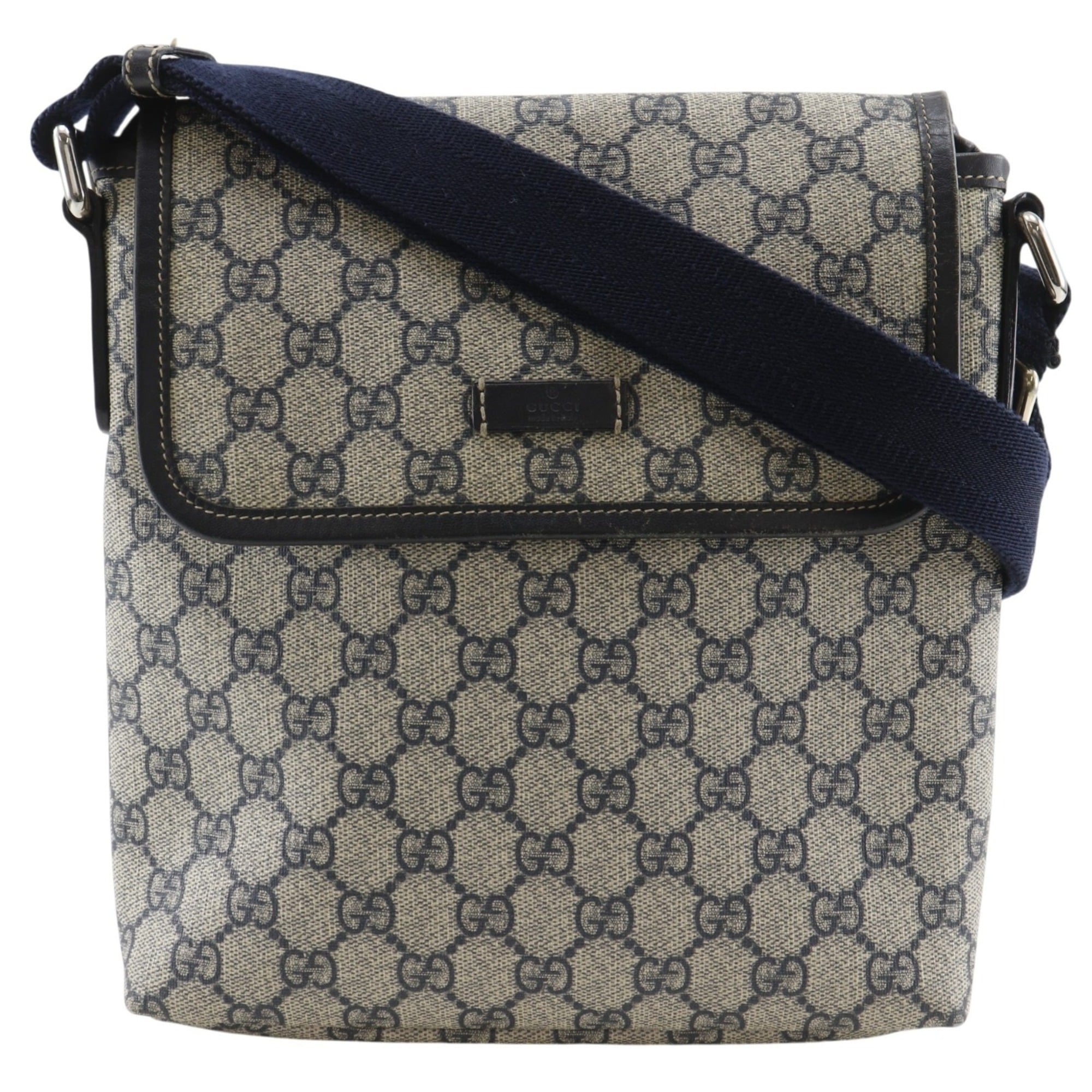 Gucci Navy Gg Supreme Canvas Shoulder Bag (Pre-Owned)