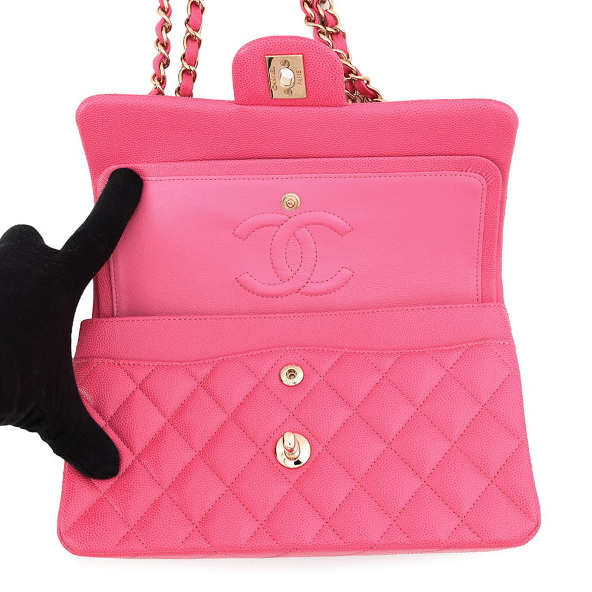 Chanel Matelasse Pink Grained Calfskin Handbag Shoulder Bag (Pre-Owned)