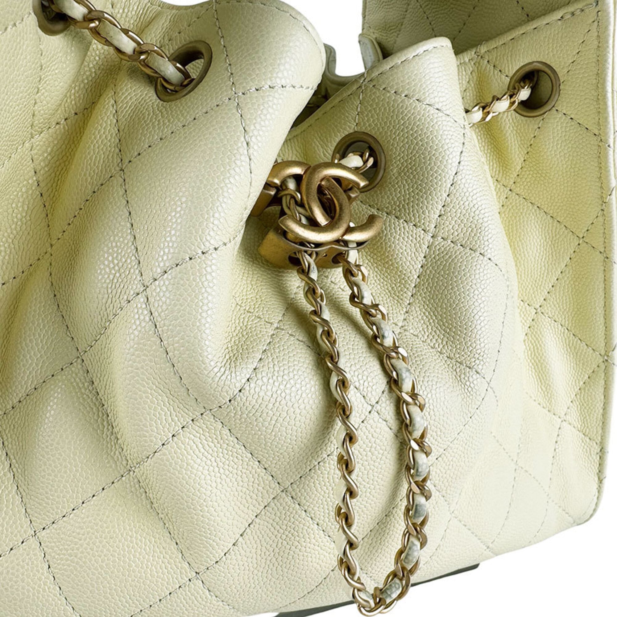 Chanel Yellow Grained Calfskin Shoulder Bag (Pre-Owned)