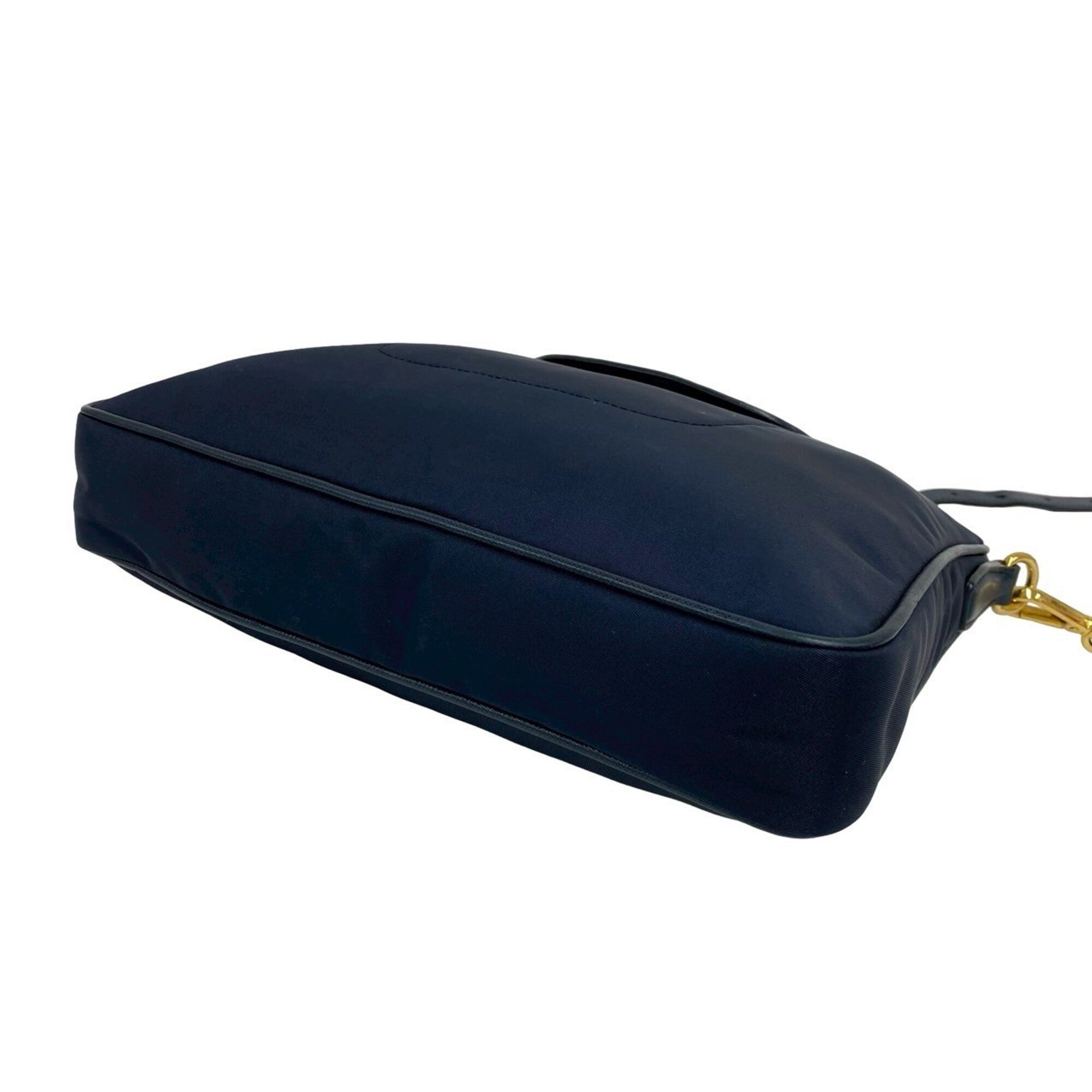 Prada Navy Nylon Leather Pochette Shoulder Bag (Pre-Owned)