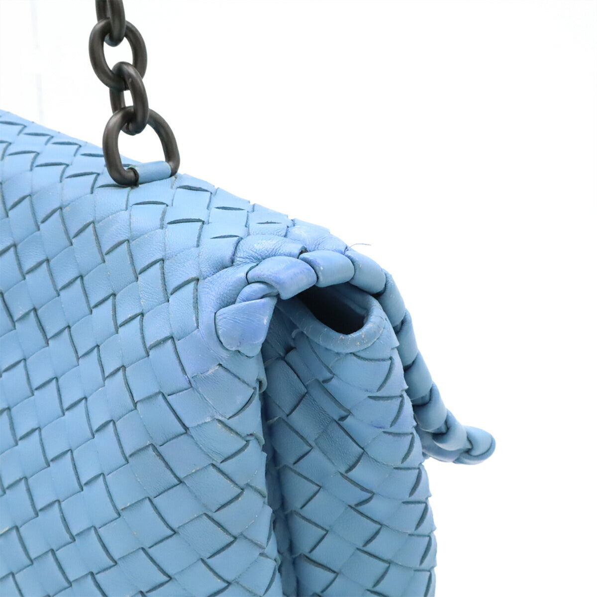 Bottega Veneta Intrecciato Light Blue Leather Shoulder Bag (Pre-Owned)