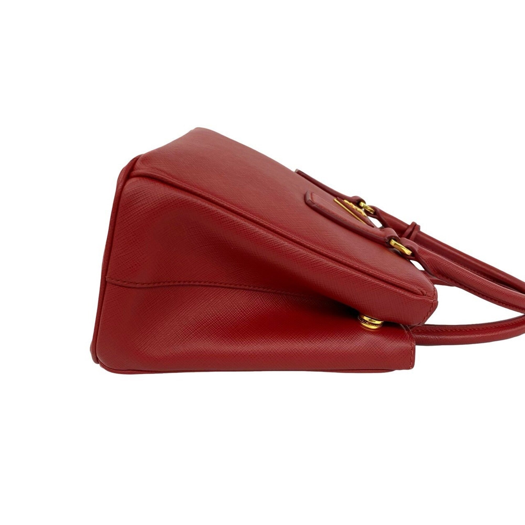 Prada Red Color Leather Handbag Shoulder Bag (Pre-Owned)