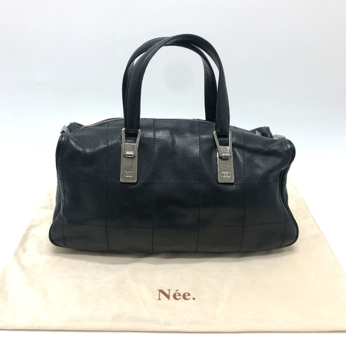 Chanel Black Leather Handbag Tote Bag (Pre-Owned)