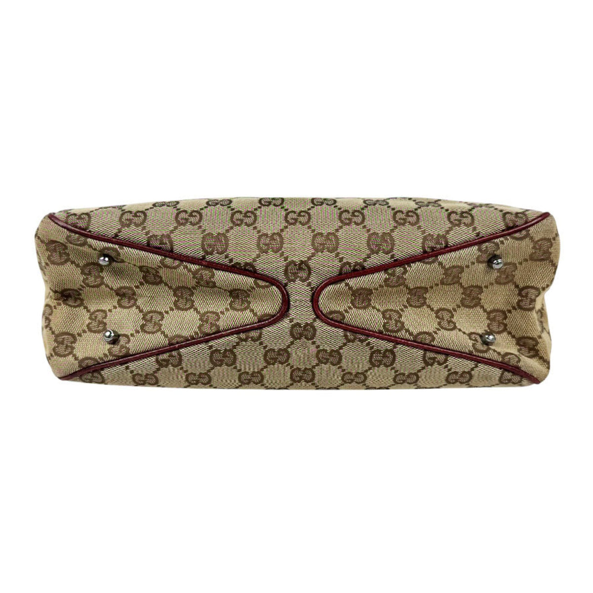 Gucci Brown Burgundy Gg Canvas Leather Tote Bag (Pre-Owned)