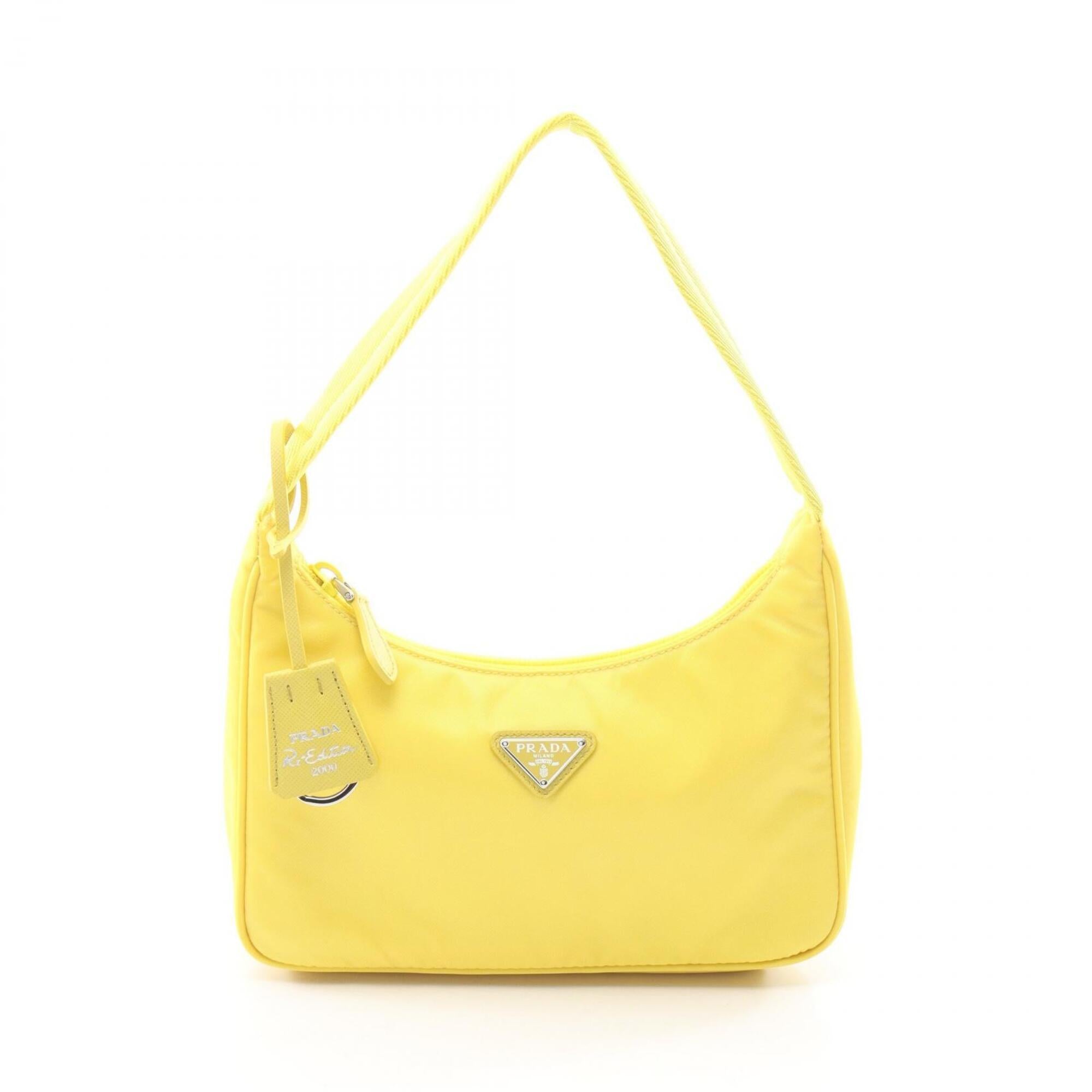 Prada Yellow Nylon Saffiano Triangle Handbag (Pre-Owned)