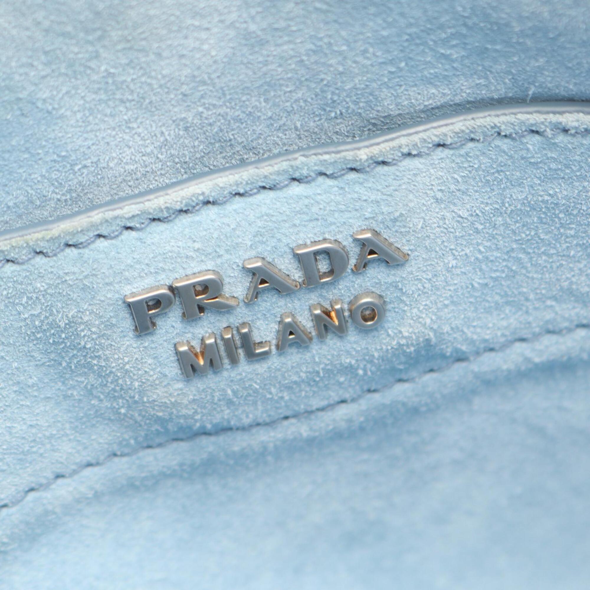 Prada Gray Leather Handbag Tote Bag (Pre-Owned)
