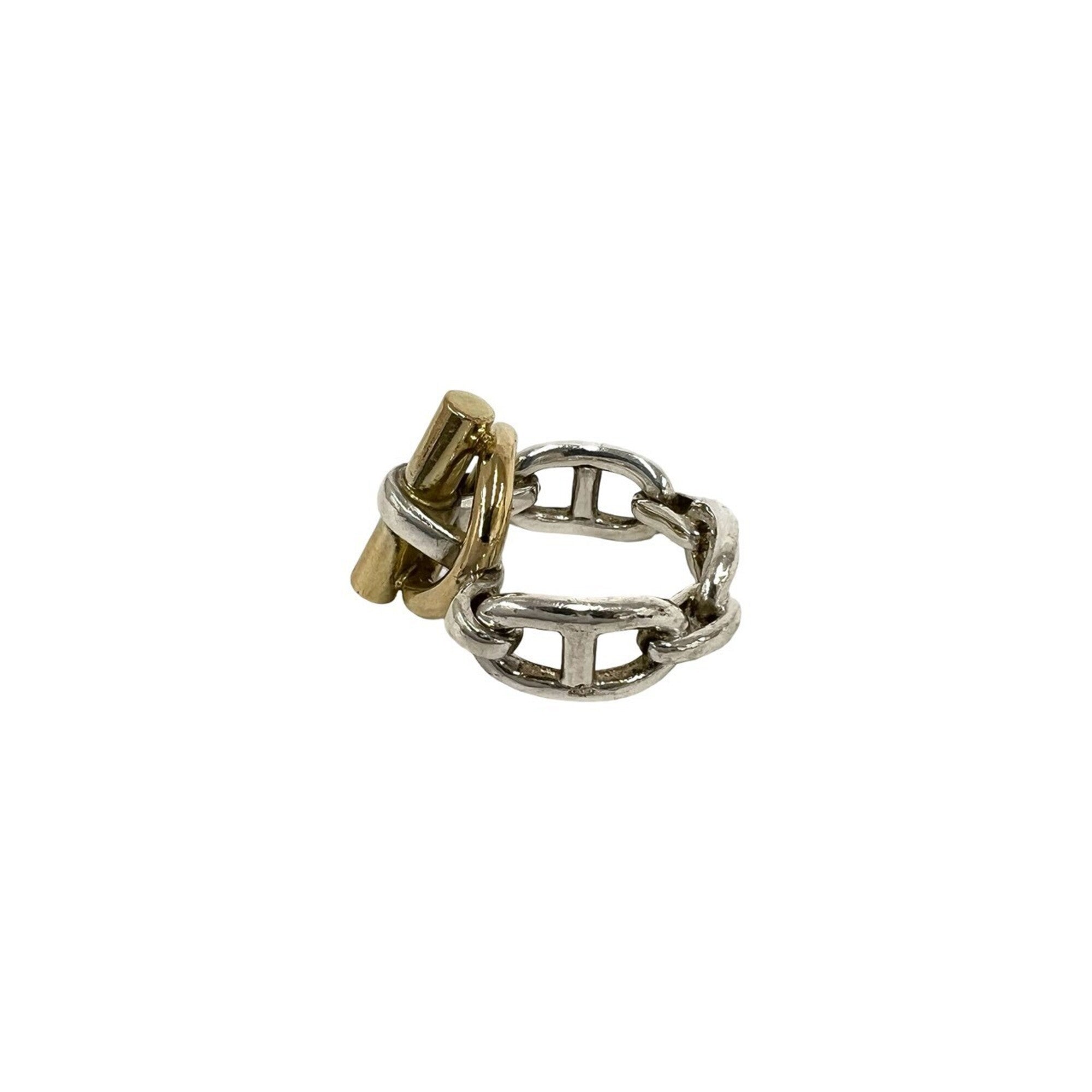 Hermes Gold Silver Yellow Gold (18K) Silver Band Ring (Pre-Owned)