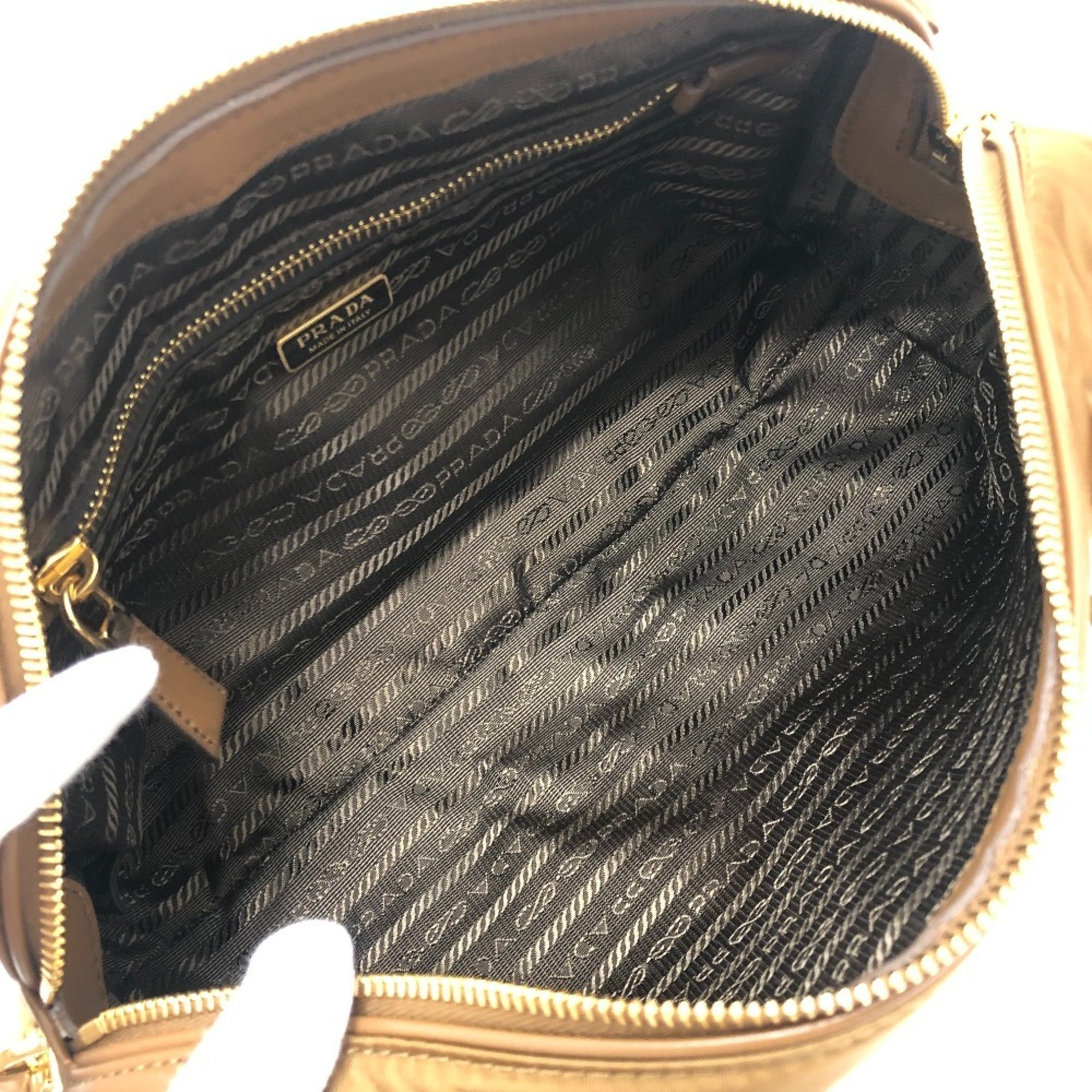 Prada Brown Nylon Leather Shoulder Bag (Pre-Owned)