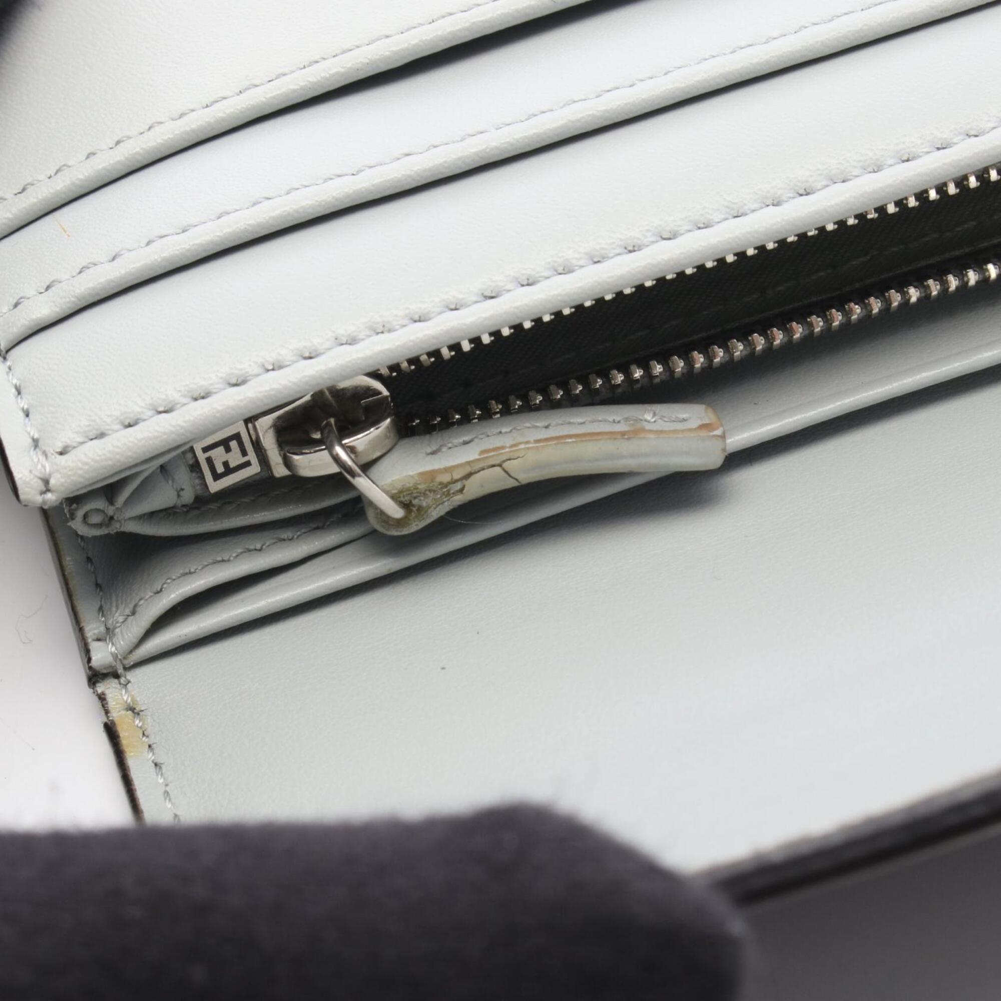 Fendi Gray Leather Long Wallet (Bi-Fold) (Pre-Owned)