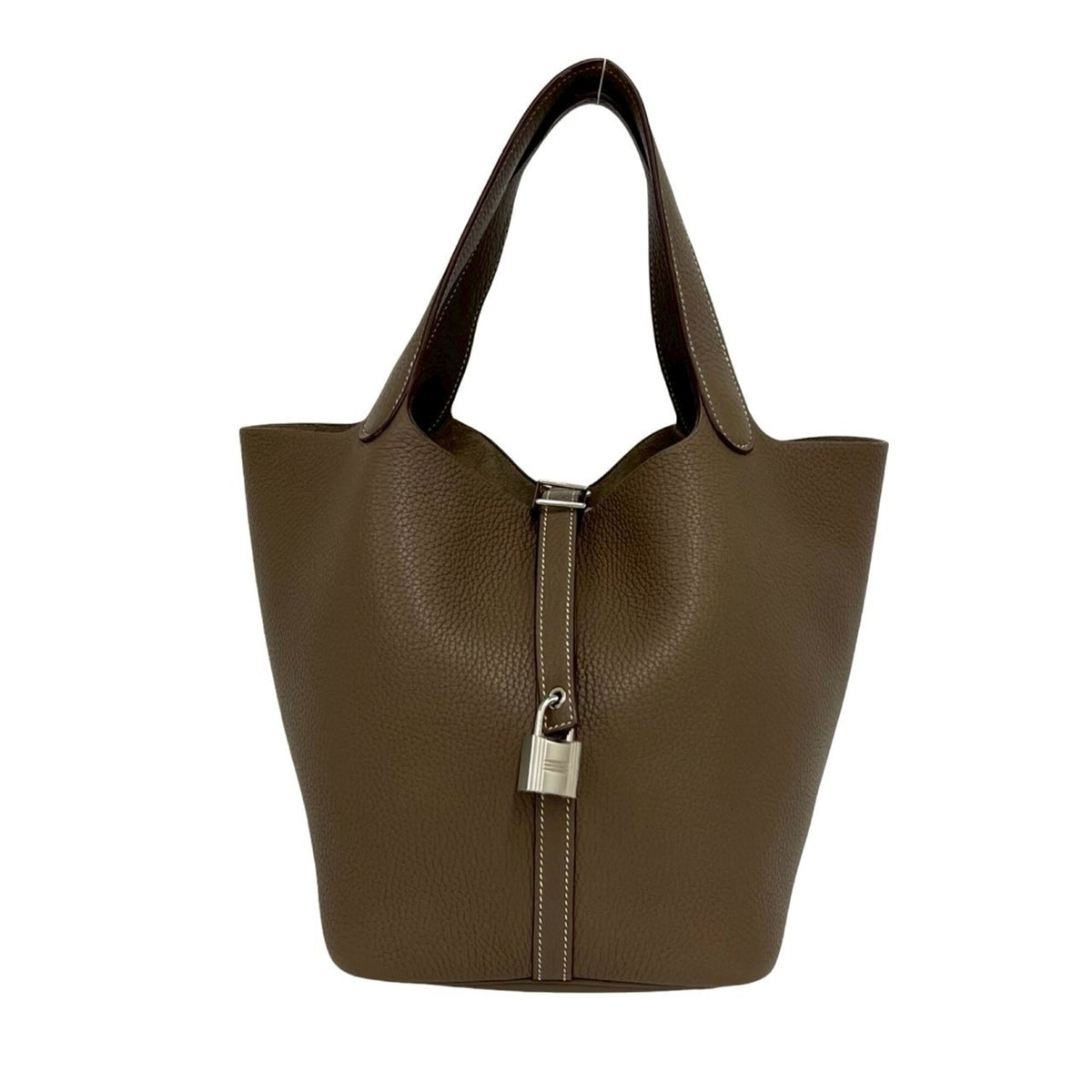 Hermes Beige Taurillon Clemence Leather Handbag Tote Bag (Pre-Owned)