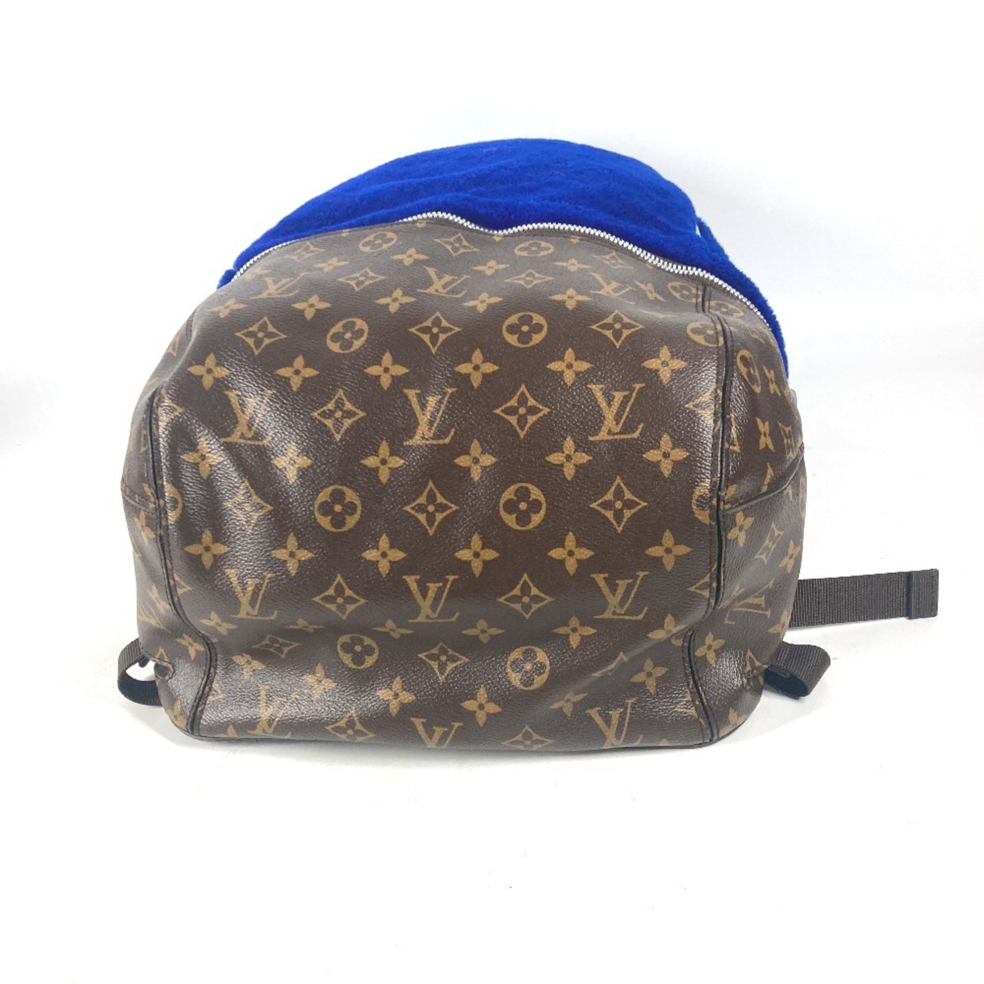 Louis Vuitton Blue Brown Monogram Canvas Leather Backpack (Pre-Owned)