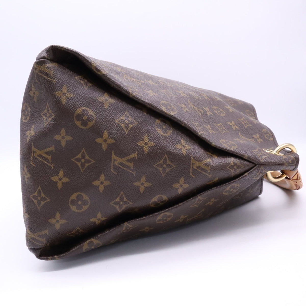 Louis Vuitton Beige Brown Coated Canvas Leather Handbag (Pre-Owned)