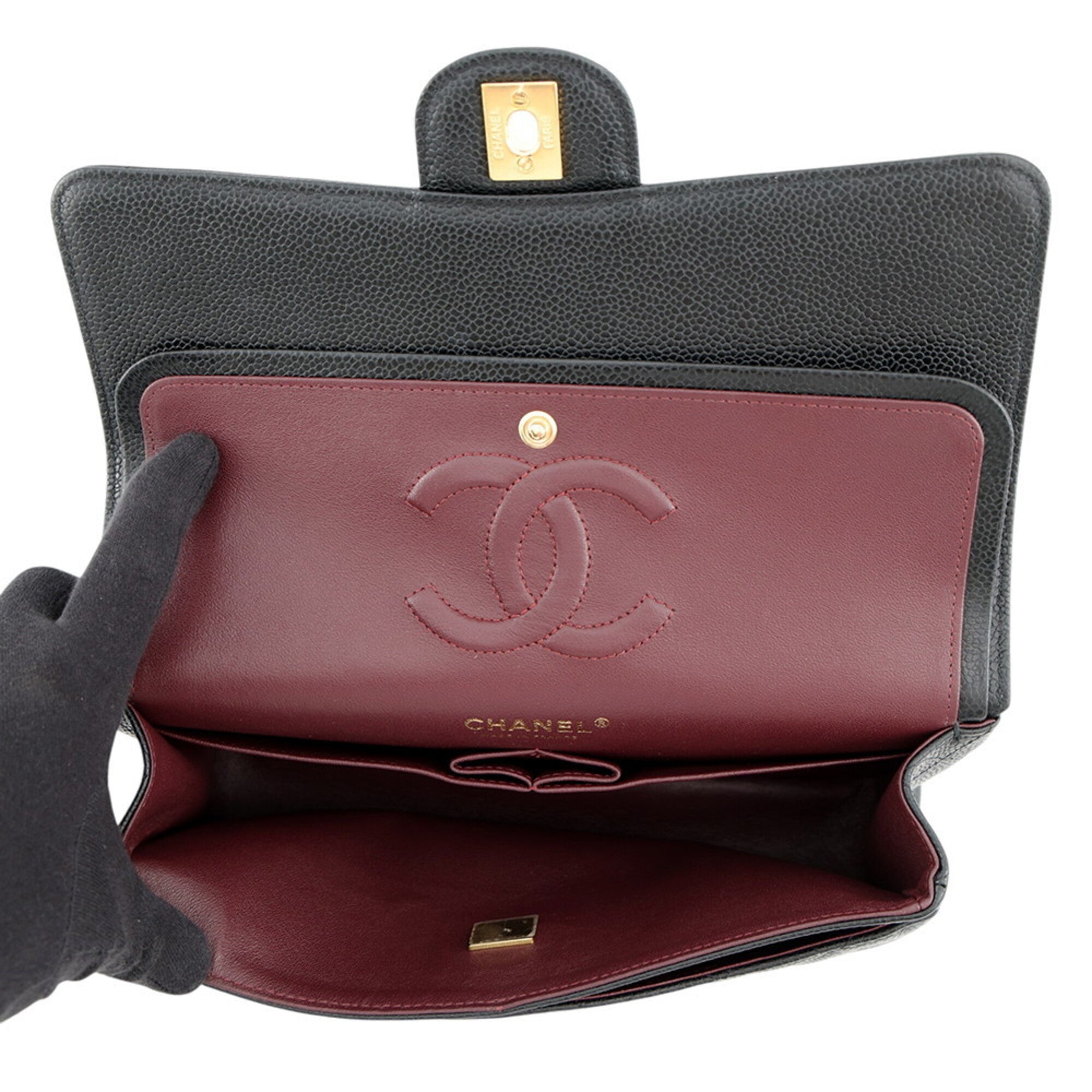 Chanel Black Grained Calfskin Handbag Shoulder Bag (Pre-Owned)