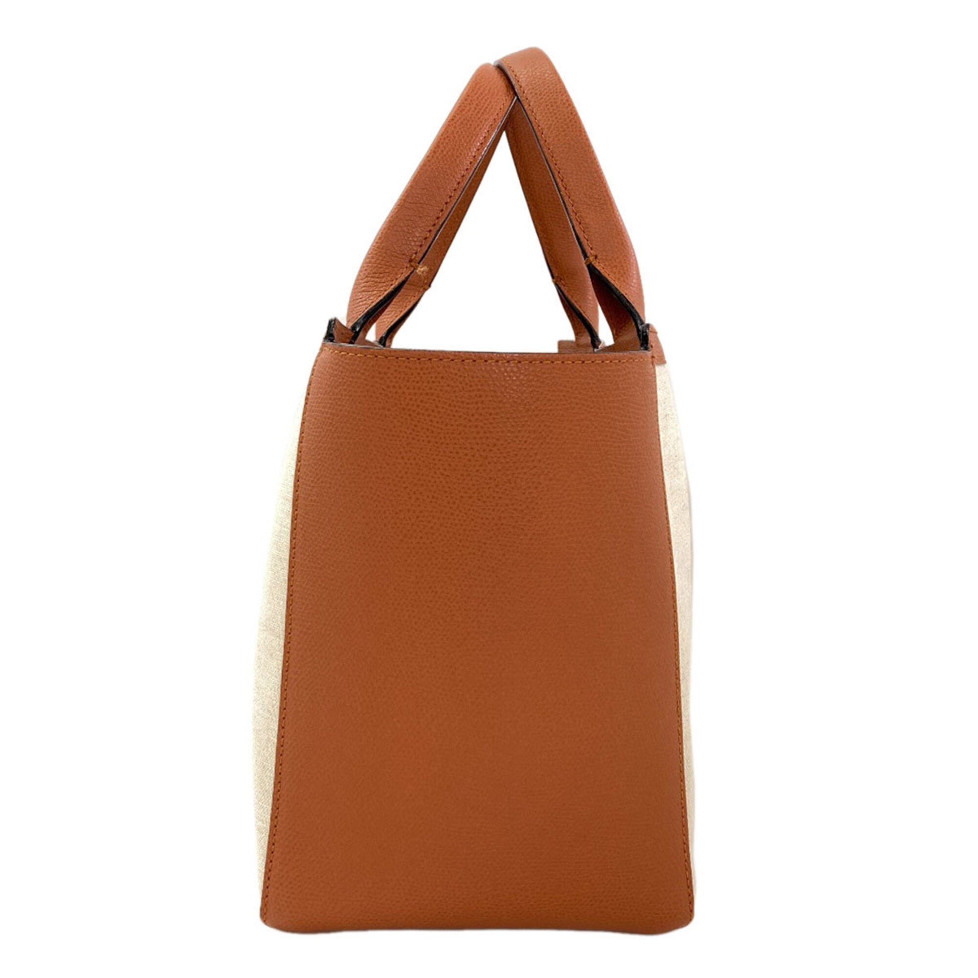 Valextra Brown Canvas Leather Shopping Bag Tote Bag (Pre-Owned)
