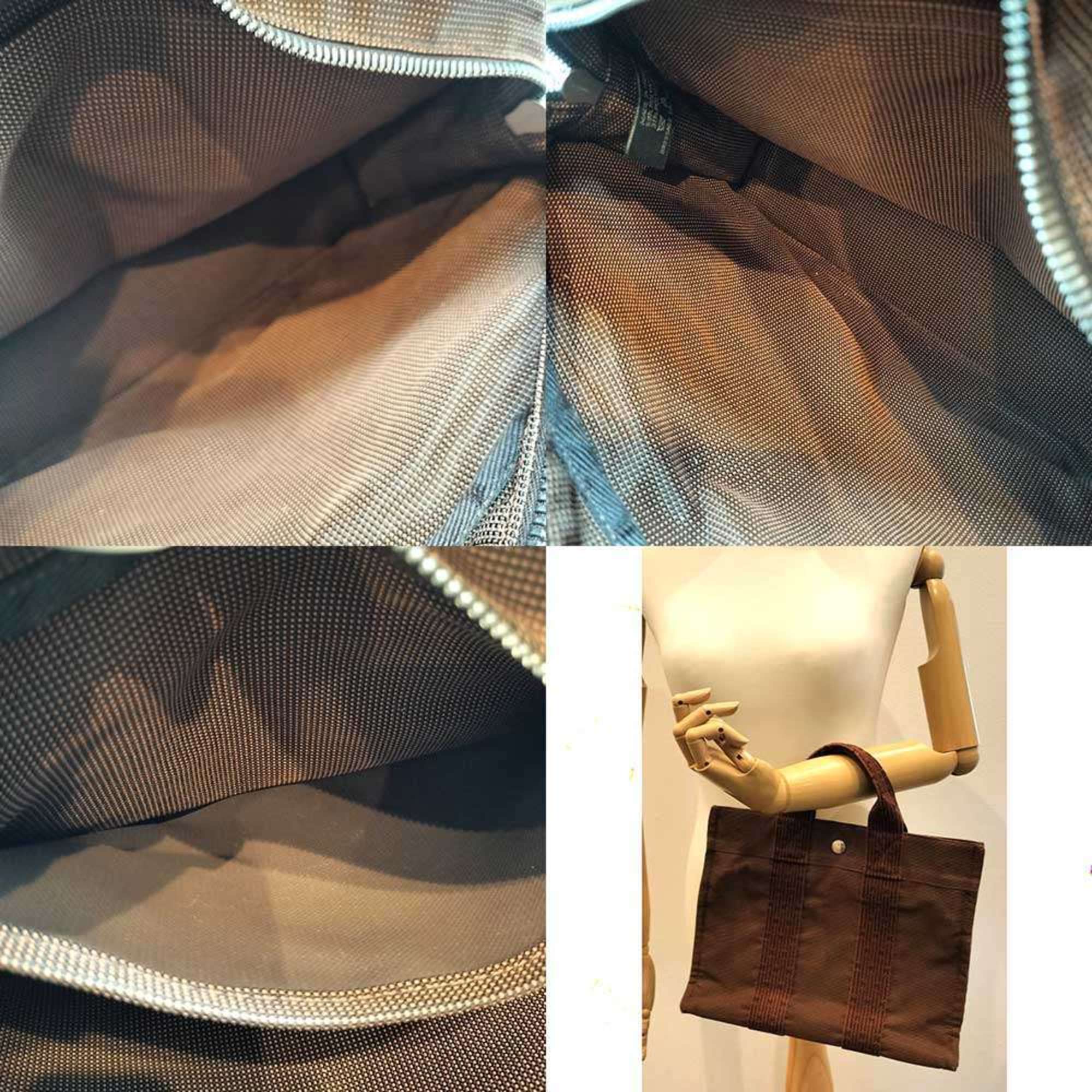 Hermes Her Line Brown Canvas Handbag Tote Bag (Pre-Owned)