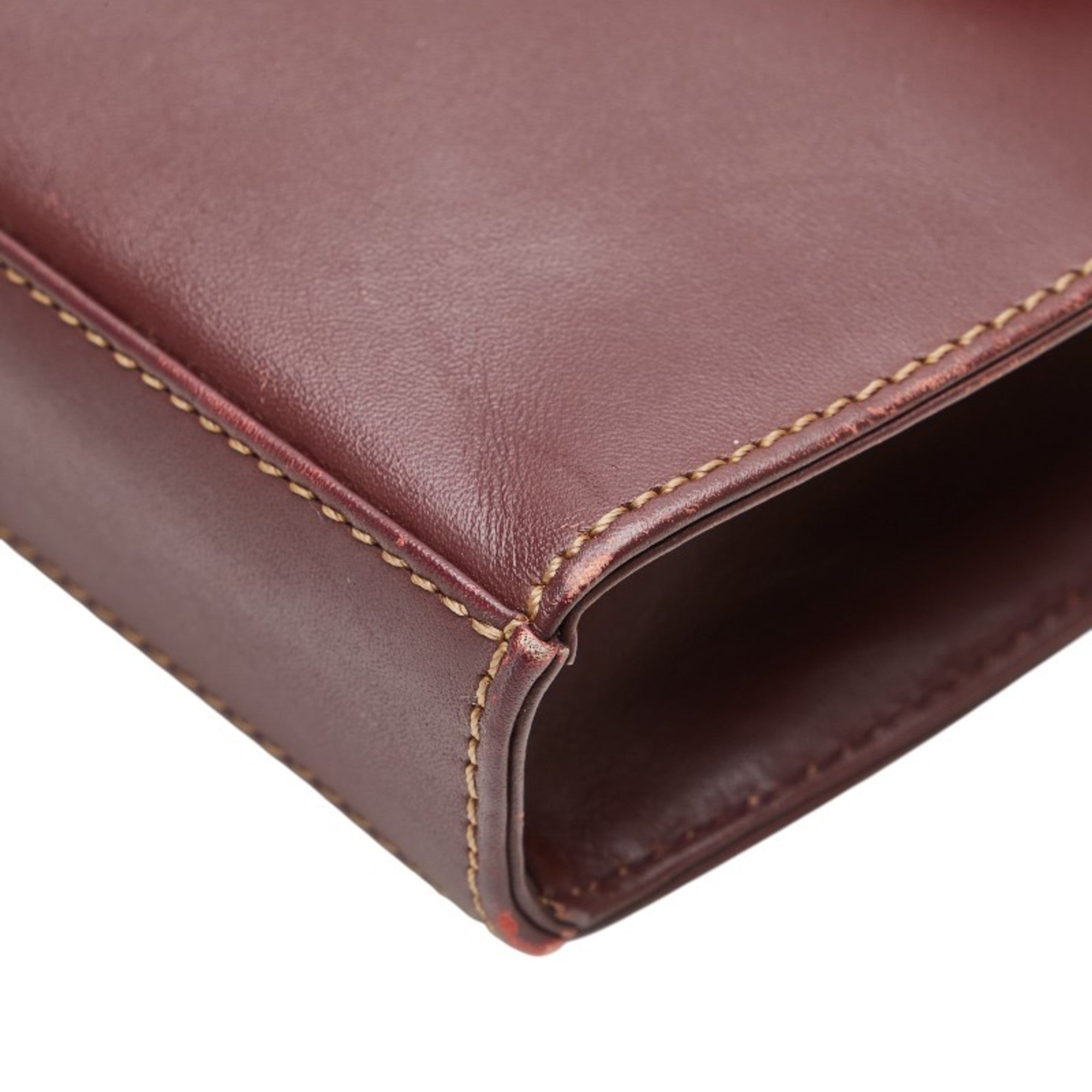 Cartier Bordeaux Wine Red Leather Shoulder Bag (Pre-Owned)