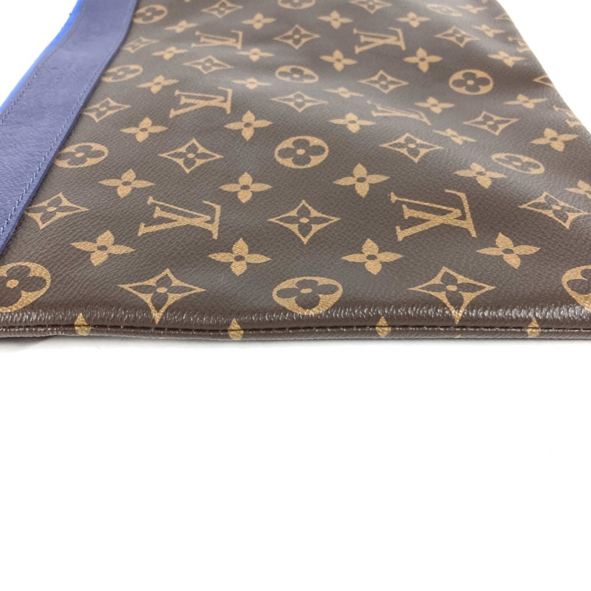Louis Vuitton Blue Brown Red Color Monogram Canvas Clutch Bag Handbag Pochette Pouch (Pre-Owned)