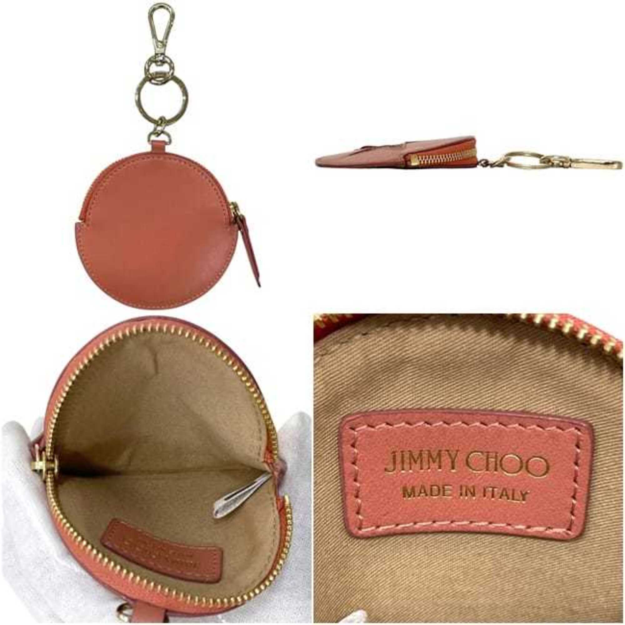Jimmy Choo Salmon Pink Leather Spangles Coin Purse/Coin Case (Pre-Owned)