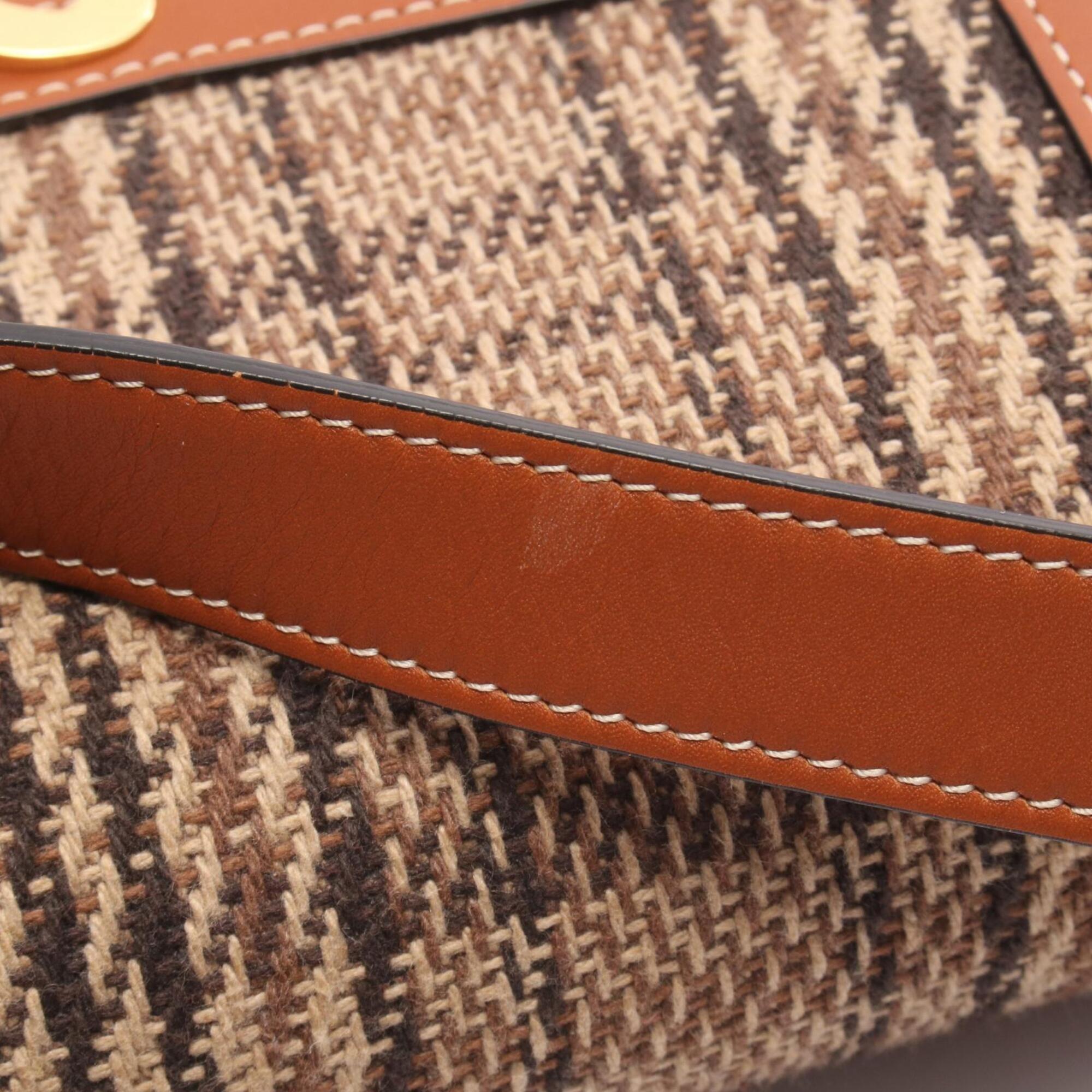 Celine Brown Fabric Leather Handbag Shoulder Bag (Pre-Owned)
