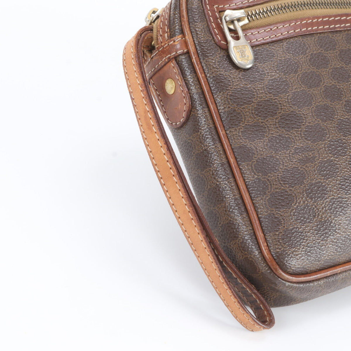 Celine Brown Leather Coated Canvas Clutch Bag Pouch (Pre-Owned)
