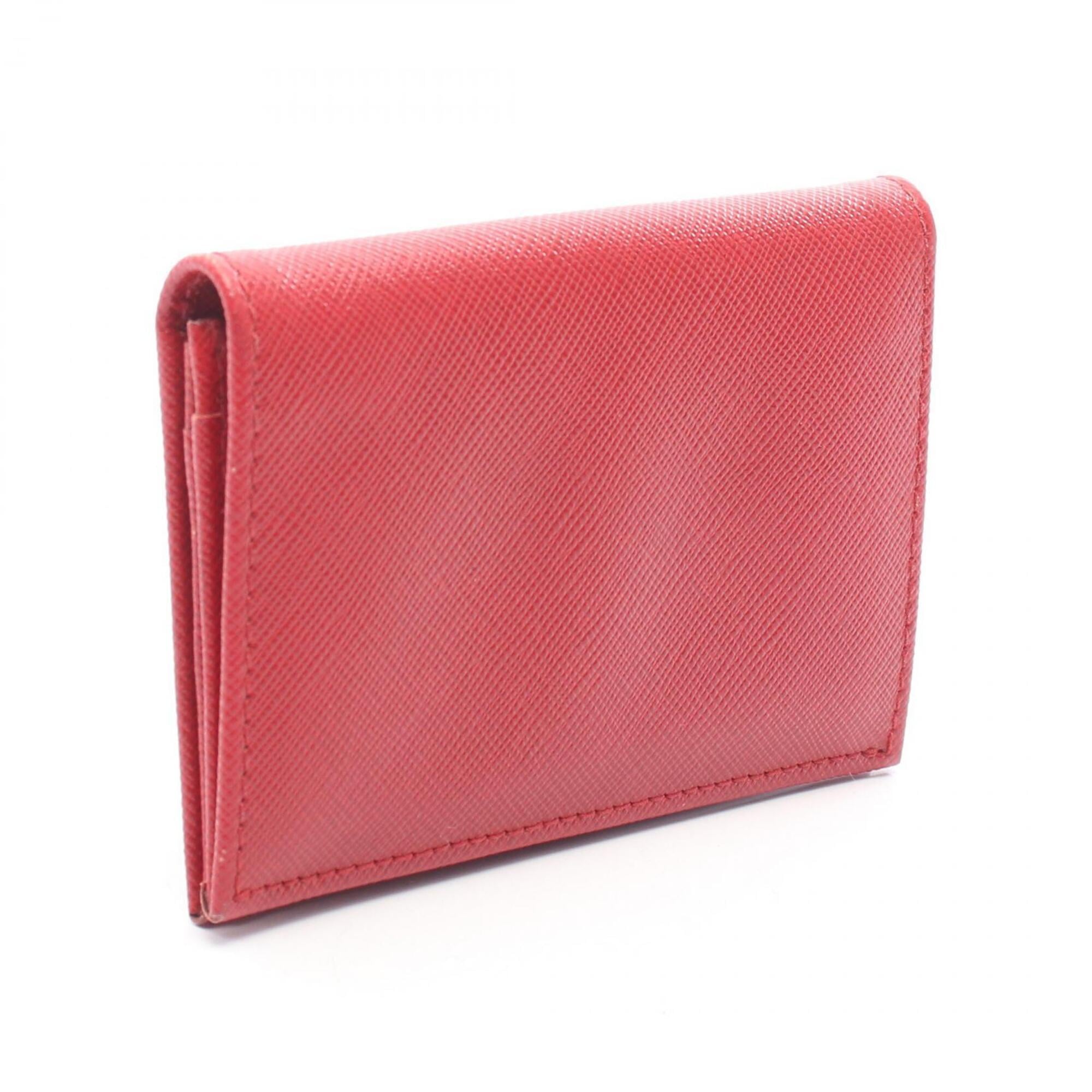 Prada Red Color Saffiano Wallet (Bi-Fold) (Pre-Owned)