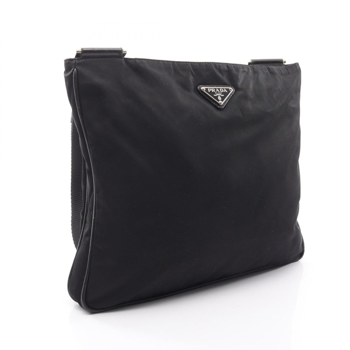 Prada Black Nylon Leather Handbag Shoulder Bag (Pre-Owned)