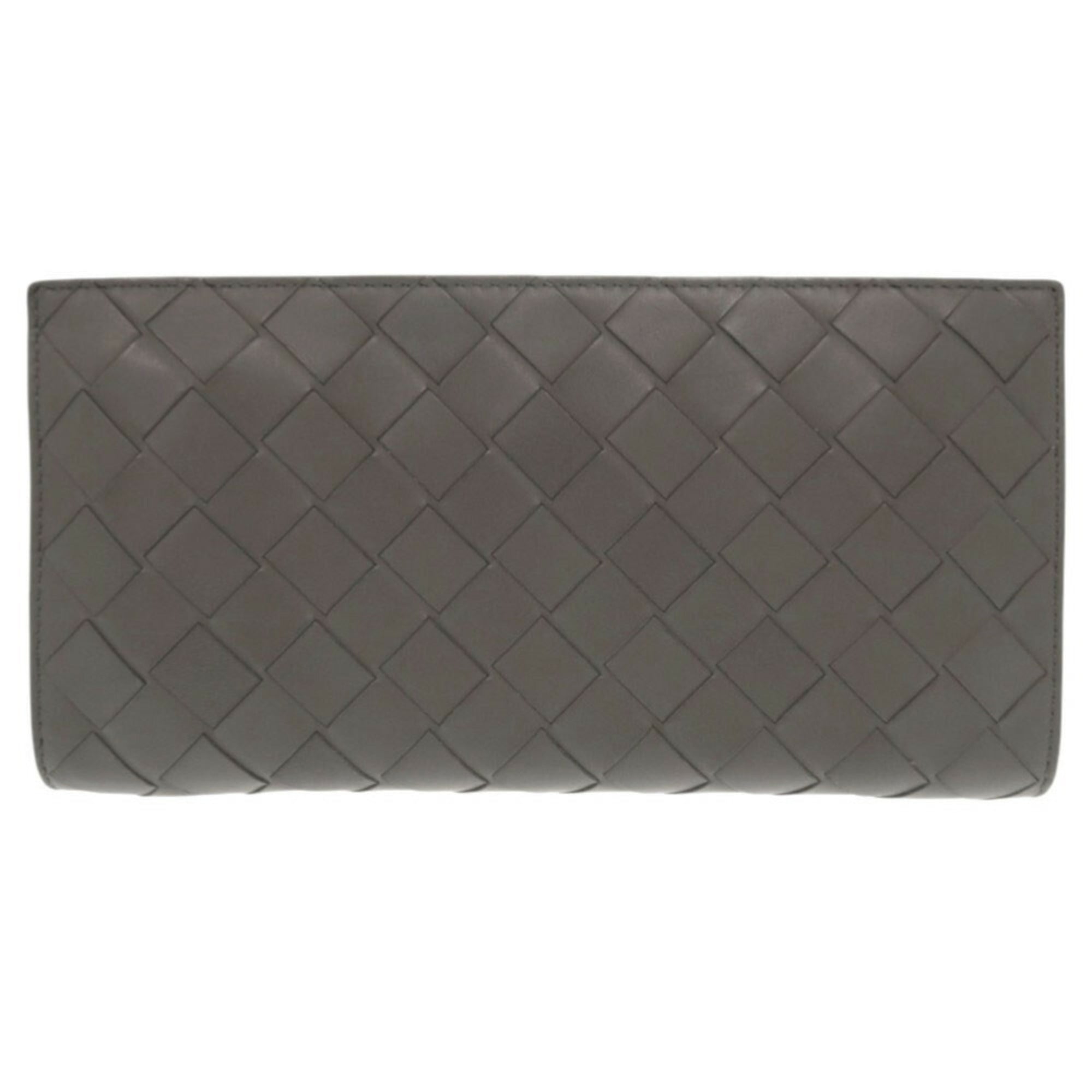 Bottega Veneta Gray Intrecciato Long Wallet (Bi-Fold) (Pre-Owned)