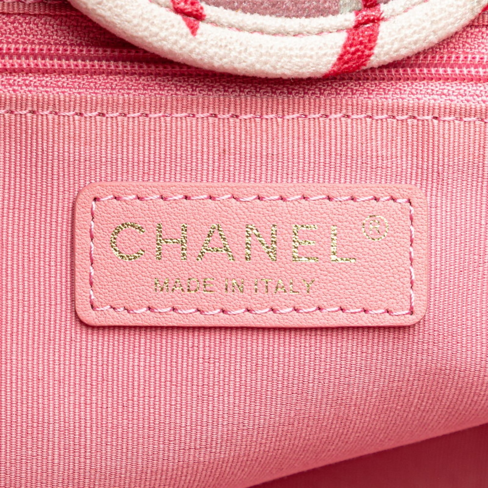 Chanel Multi-Color Pink Velvet Leather Handbag Pouch Tote Bag (Pre-Owned)