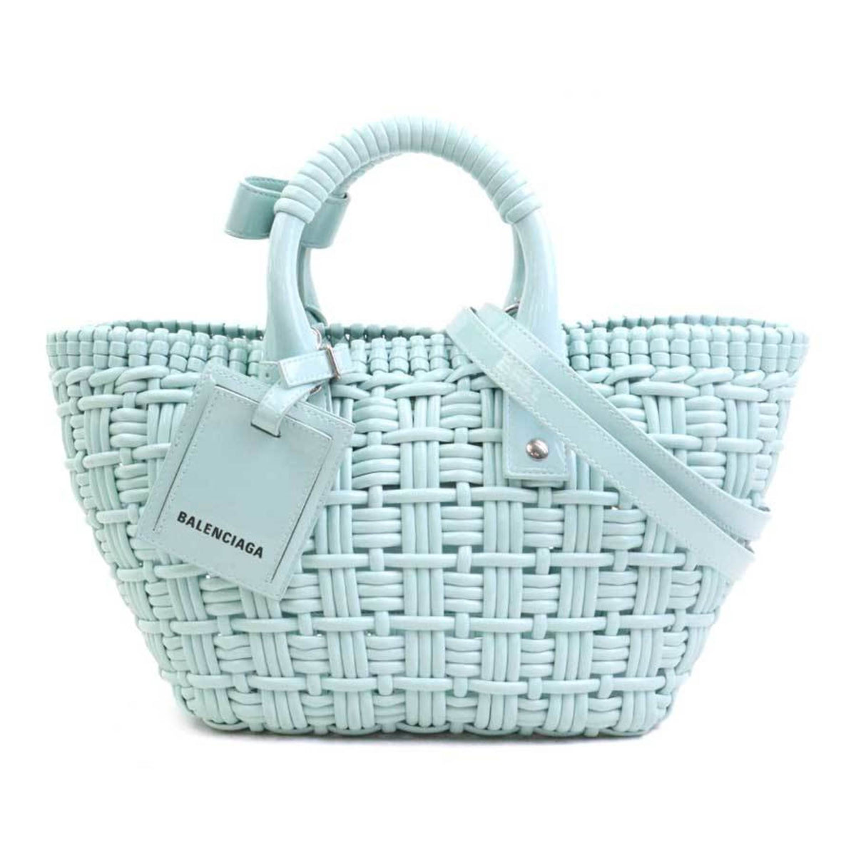 Balenciaga Light Blue Elastane Polyester Basket Handbag Shoulder Bag (Pre-Owned)