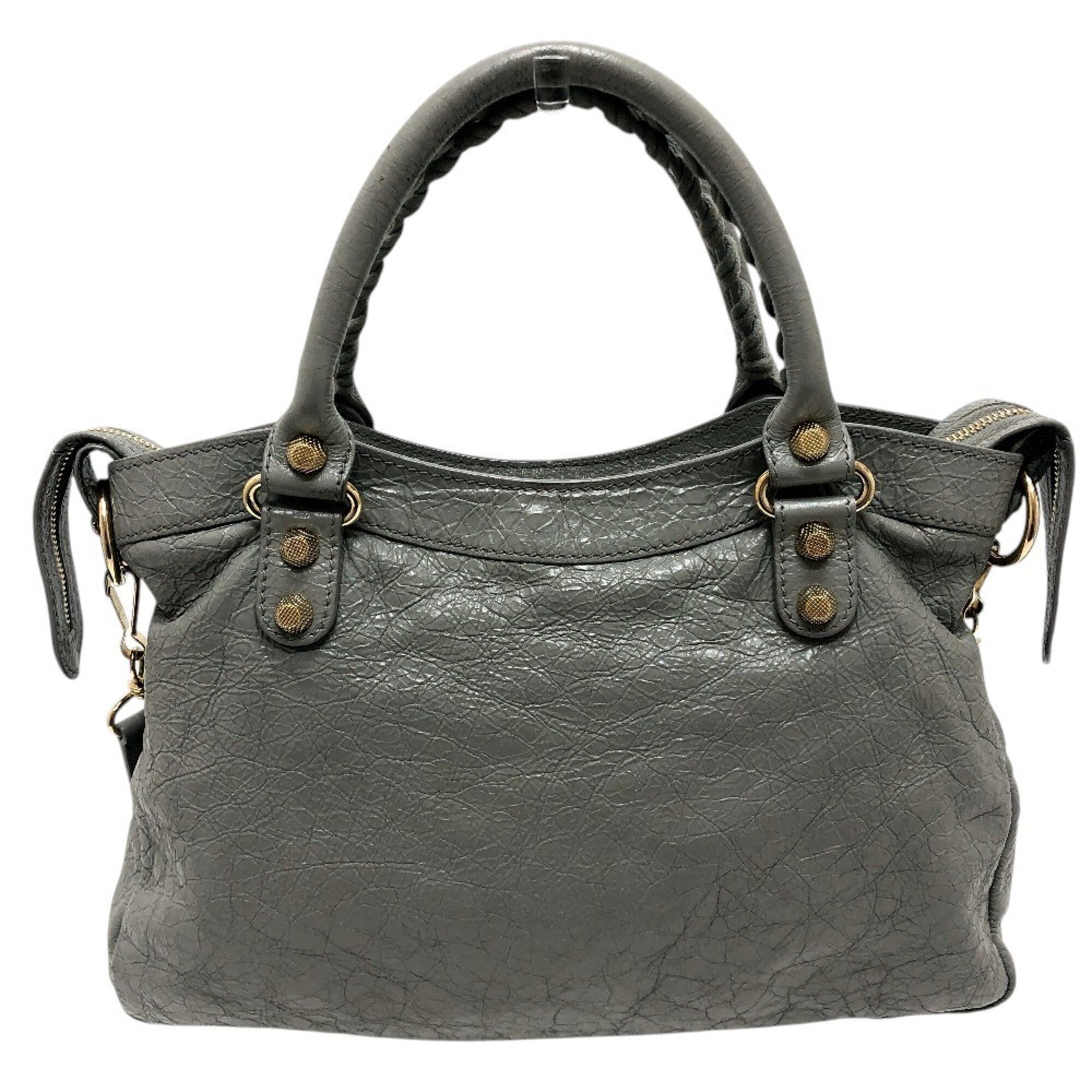 Balenciaga Gray Leather Handbag Shoulder Bag (Pre-Owned)