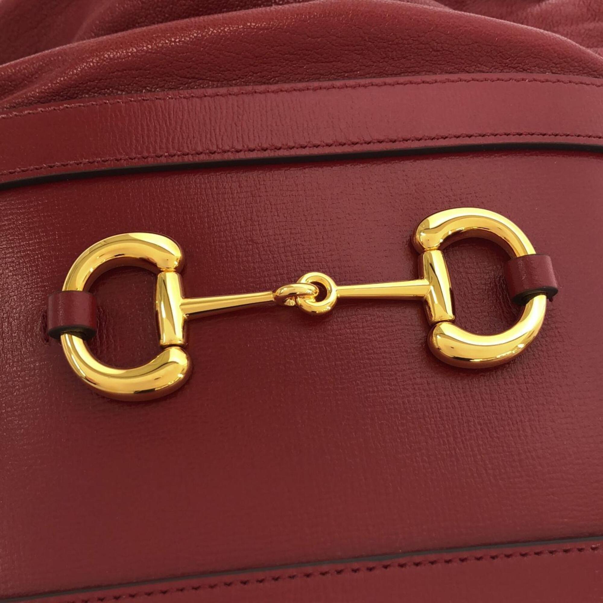 Gucci Red Color Leather Shoulder Bag (Pre-Owned)