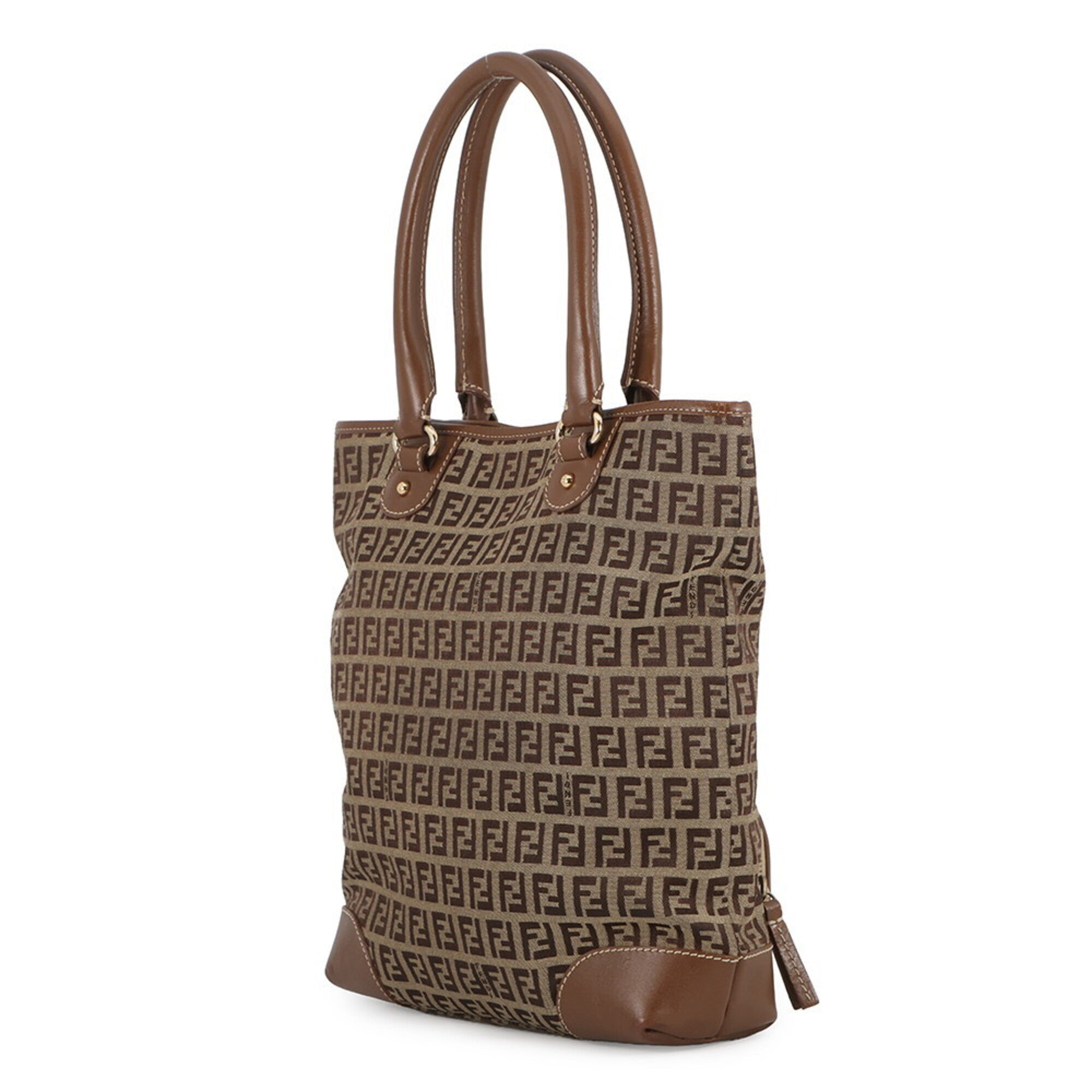 Fendi Khaki Brown Zucchino Handbag Tote Bag (Pre-Owned)