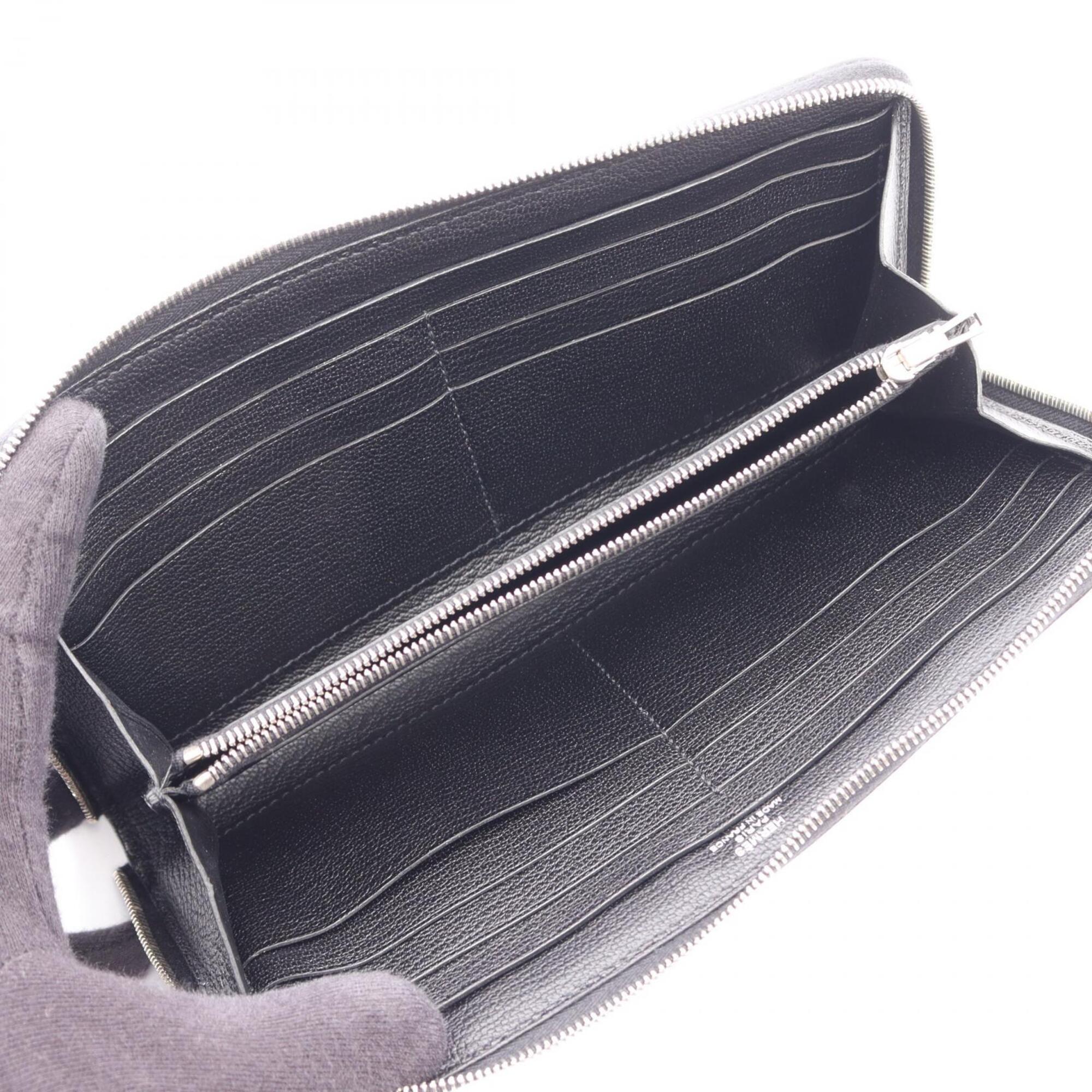 Hermes Black Chevre Leather Long Wallet (Bi-Fold) (Pre-Owned)
