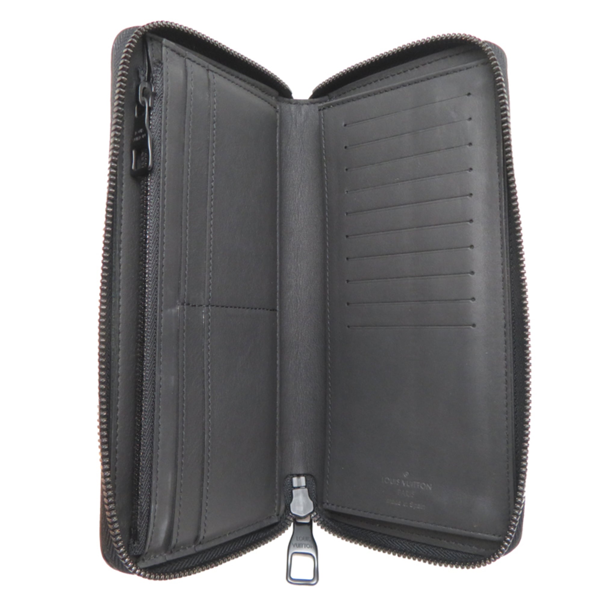Louis Vuitton Black Leather Long Wallet (Bi-Fold) (Pre-Owned)