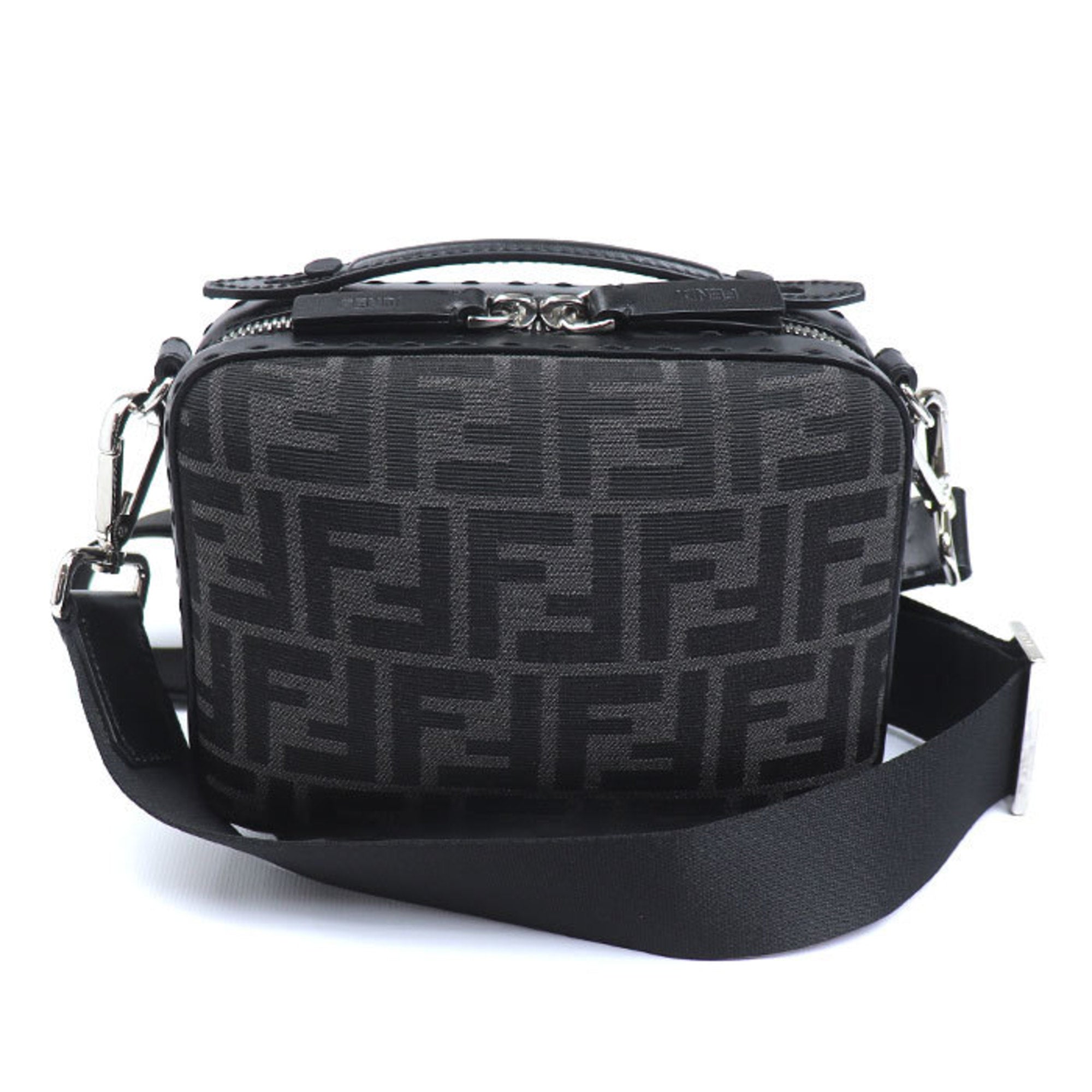 Fendi Black Canvas Leather Shoulder Bag (Pre-Owned)