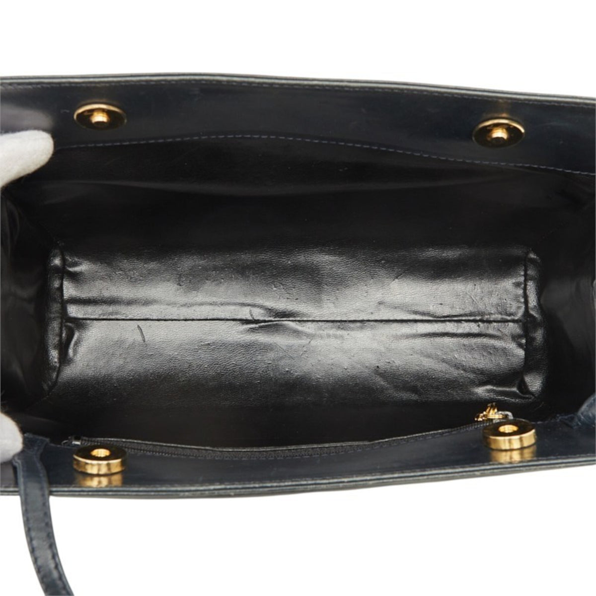 Salvatore Ferragamo Black Gold Leather Shoulder Bag (Pre-Owned)