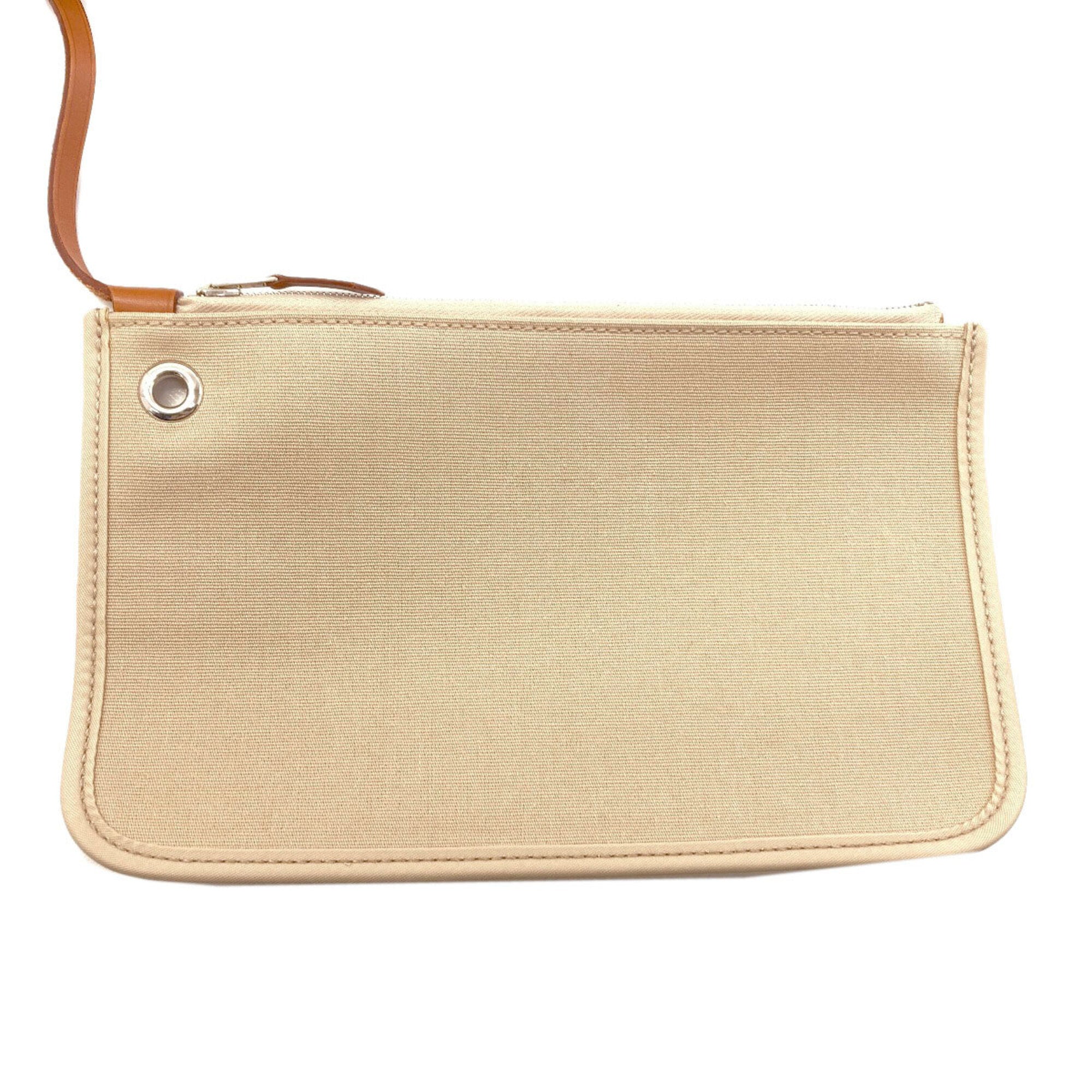 Hermes Beige Toile Officier Handbag Pouch (Pre-Owned)