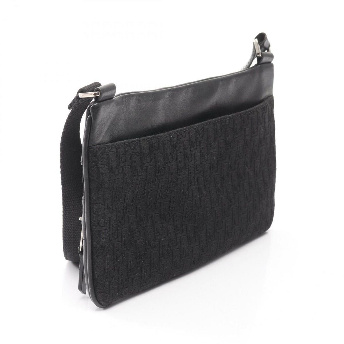 Christian Dior Black Canvas Leather Handbag Shoulder Bag (Pre-Owned)