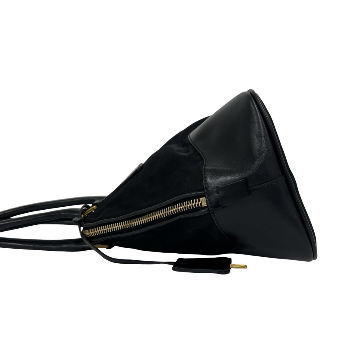 Prada Black Nylon Leather Handbag Shoulder Bag (Pre-Owned)
