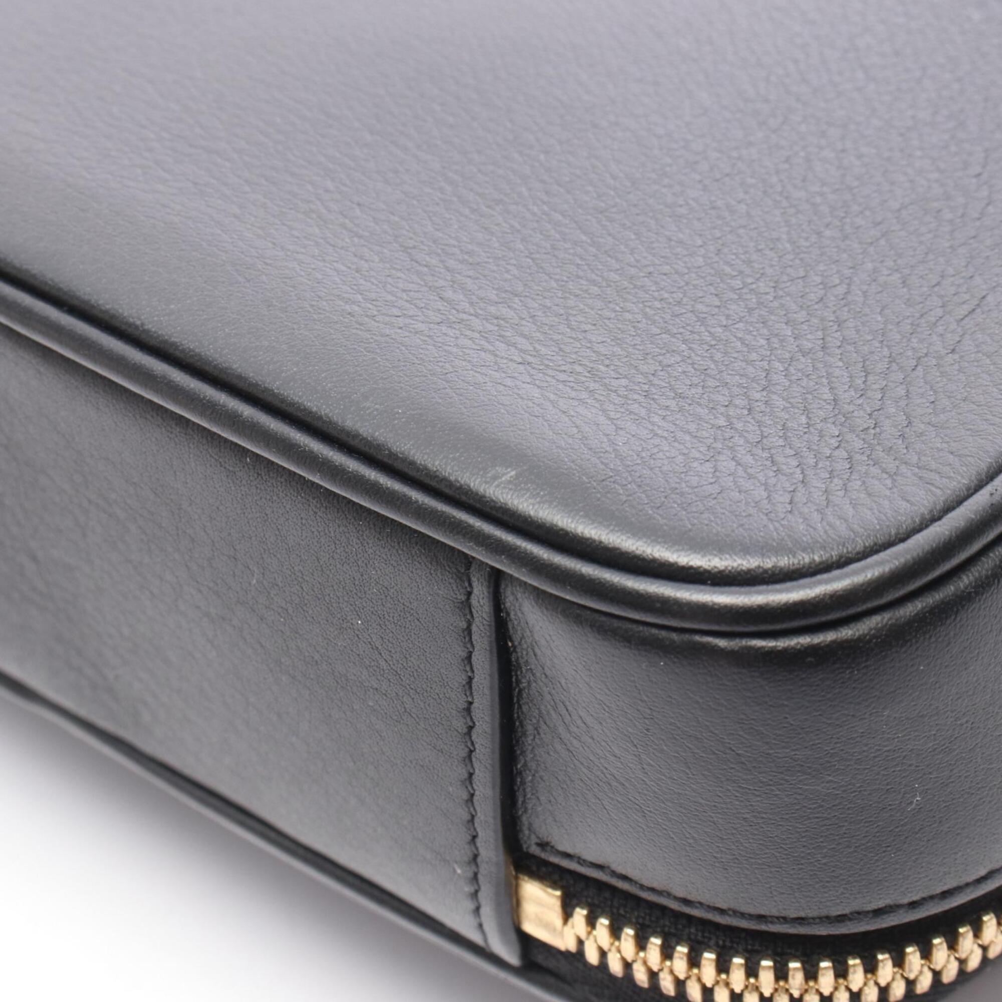 Louis Vuitton Black Leather Handbag Pouch Shoulder Bag (Pre-Owned)