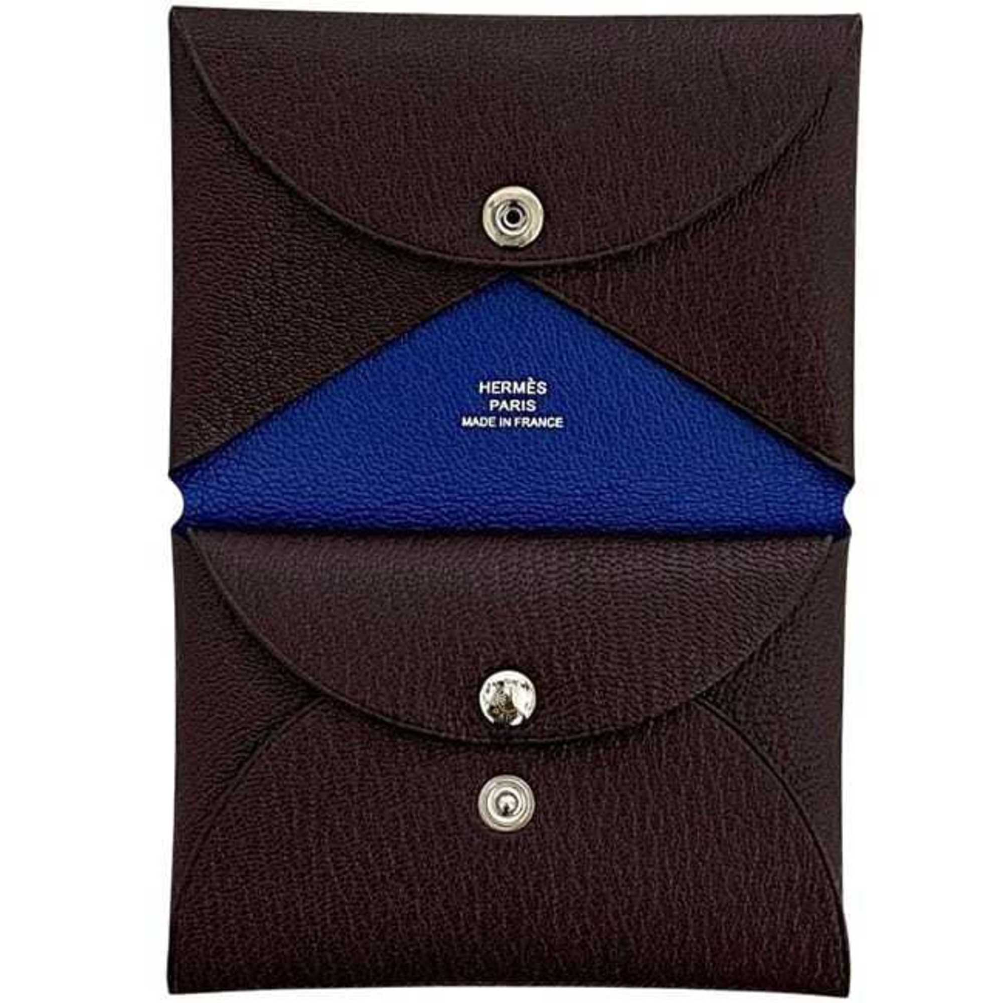 Hermes Blue Brown Leather Wallet (Bi-Fold) (Pre-Owned)