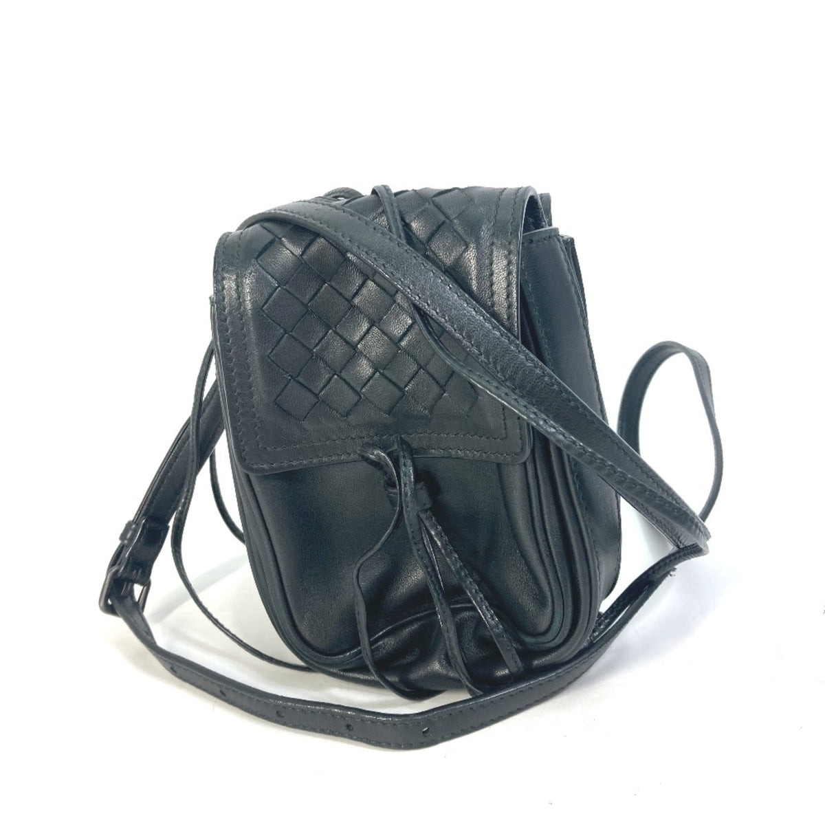 Bottega Veneta Black Leather Shoulder Bag (Pre-Owned)