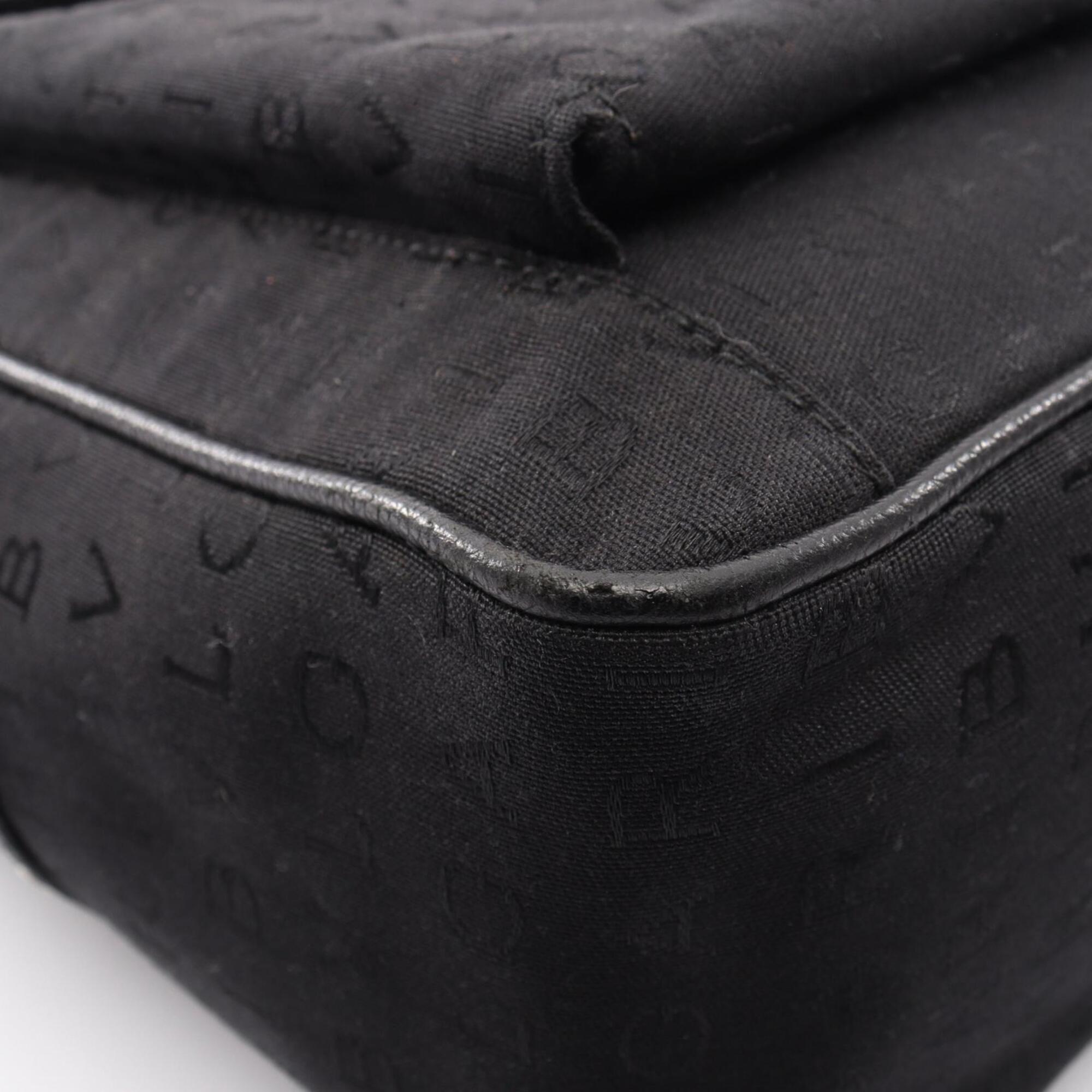 Bvlgari Black Canvas Leather Handbag Tote Bag (Pre-Owned)