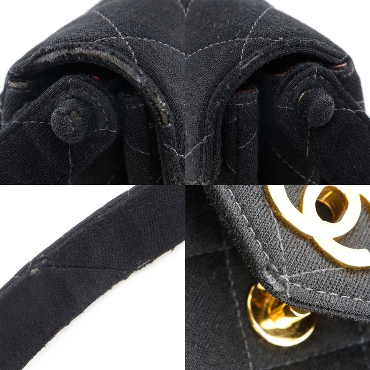 Chanel Black Cotton Shoulder Bag (Pre-Owned)