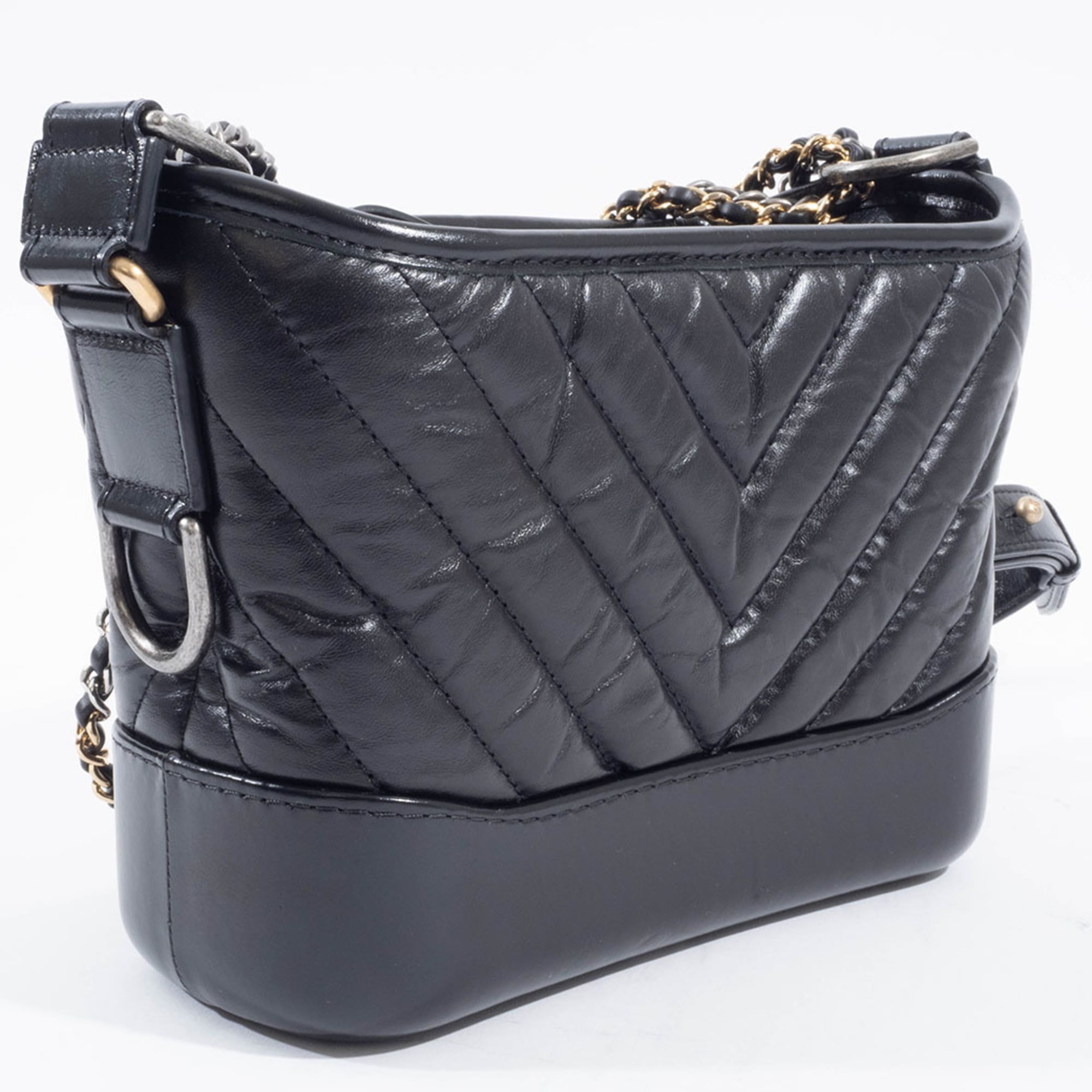 Chanel Gabriel Black Leather Shoulder Bag (Pre-Owned)